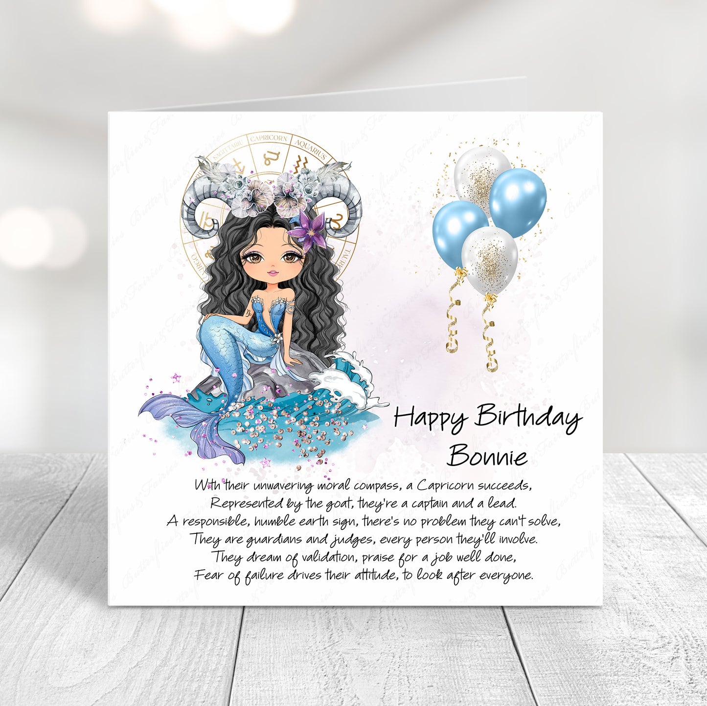 Personalised Capricorn Zodiac Birthday Card – Astrology Star Sign Card – Earth Sign Birthday Card