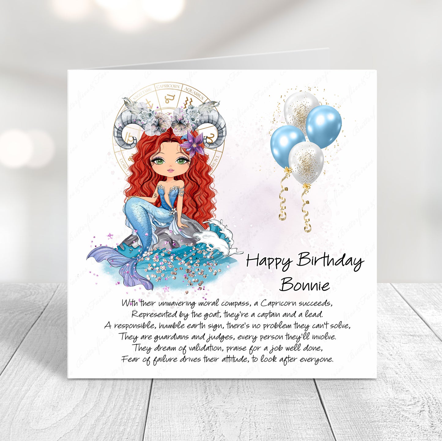 Personalised Capricorn Zodiac Birthday Card – Astrology Star Sign Card – Earth Sign Birthday Card