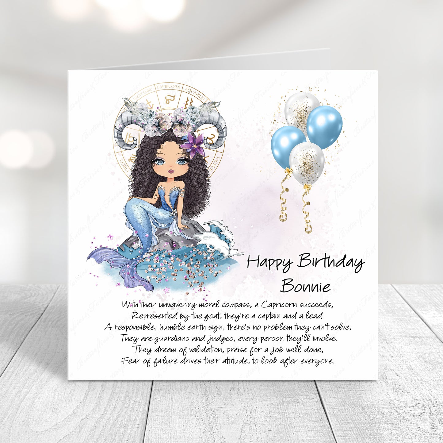 Personalised Capricorn Zodiac Birthday Card – Astrology Star Sign Card – Earth Sign Birthday Card