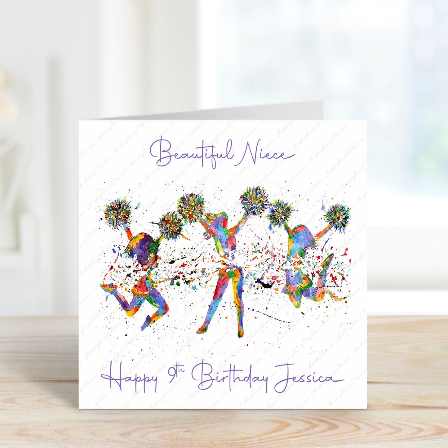 Personalised Watercolour Cheerleading Birthday Card