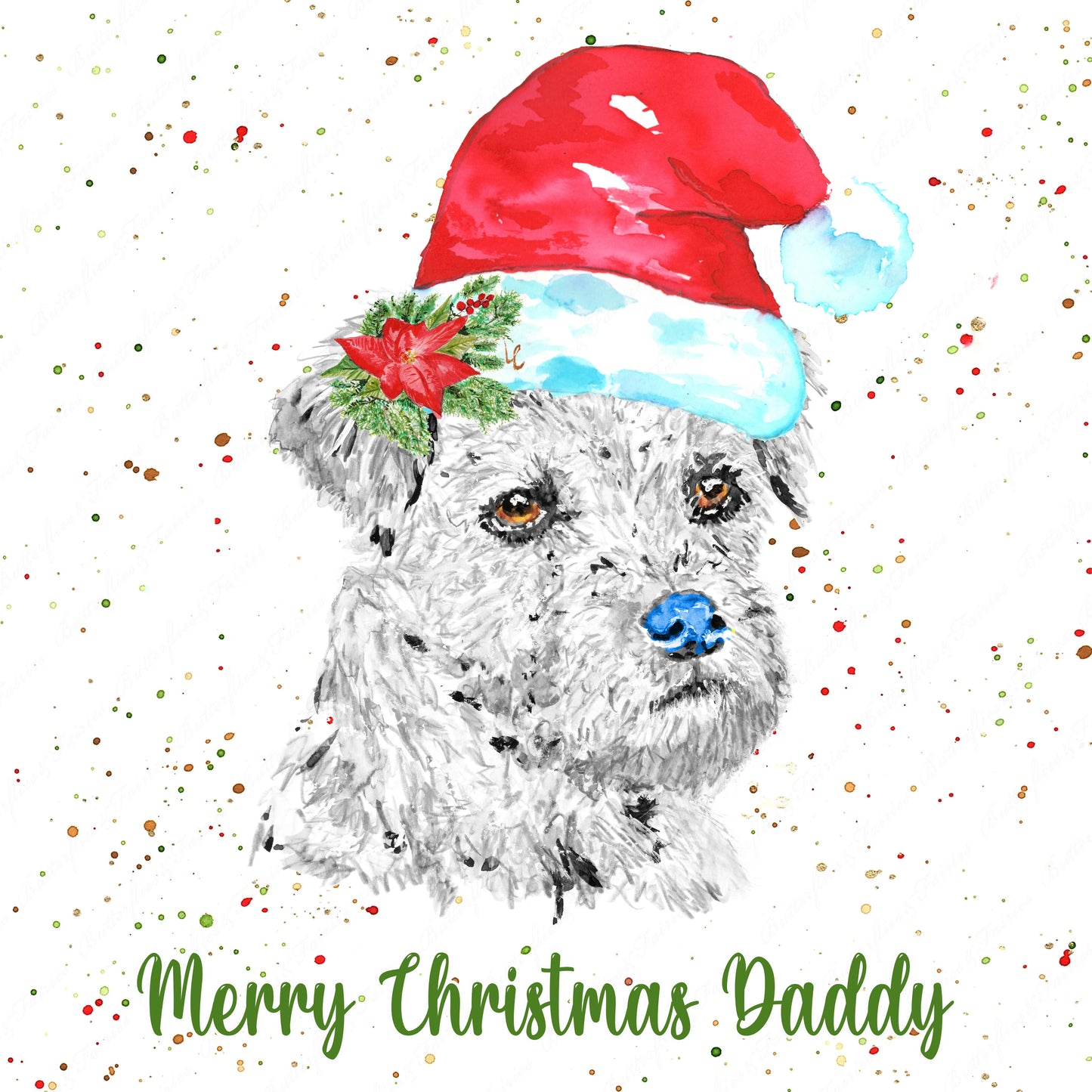 Personalised Border Terrier Dog Christmas Card