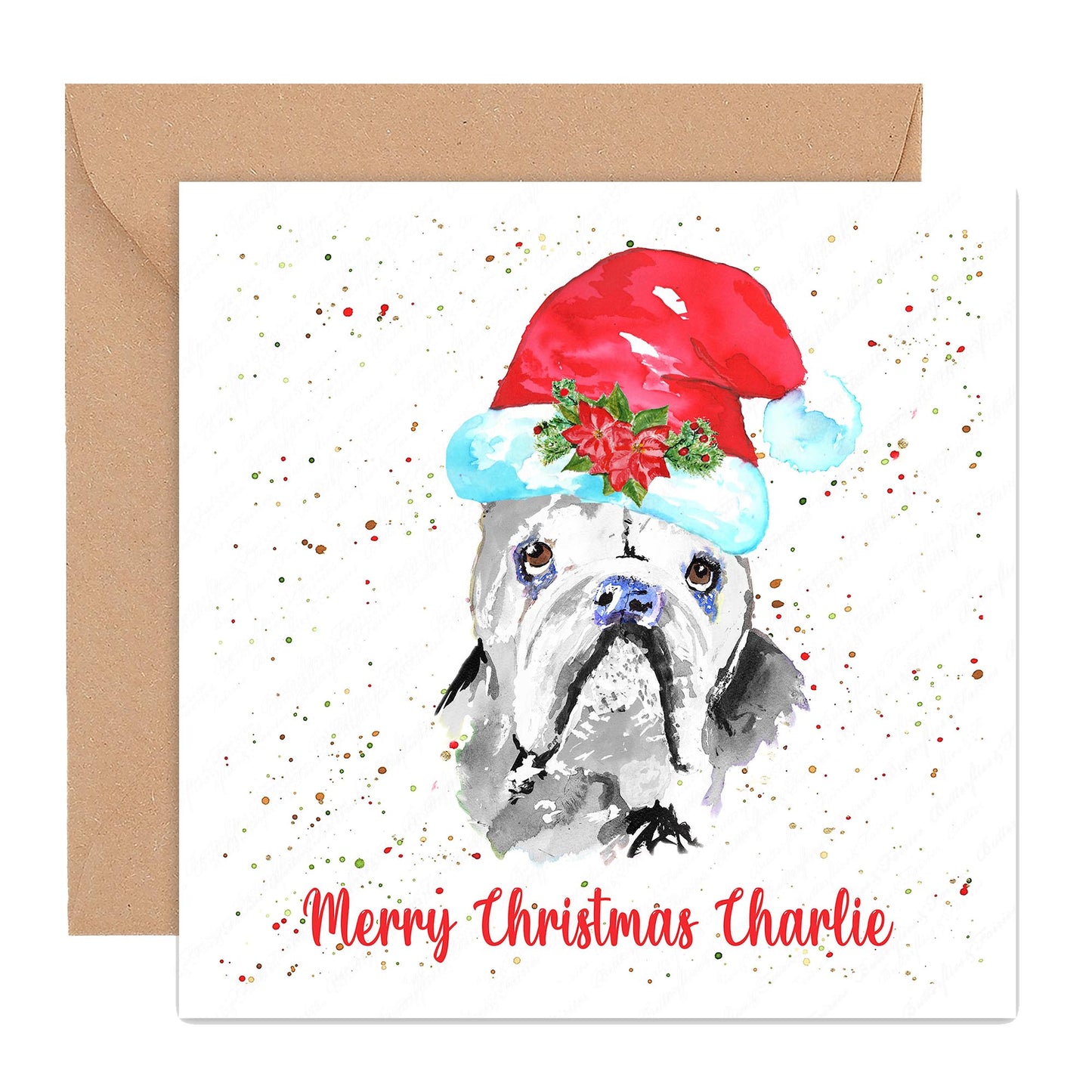 Personalised Bulldog Christmas Card