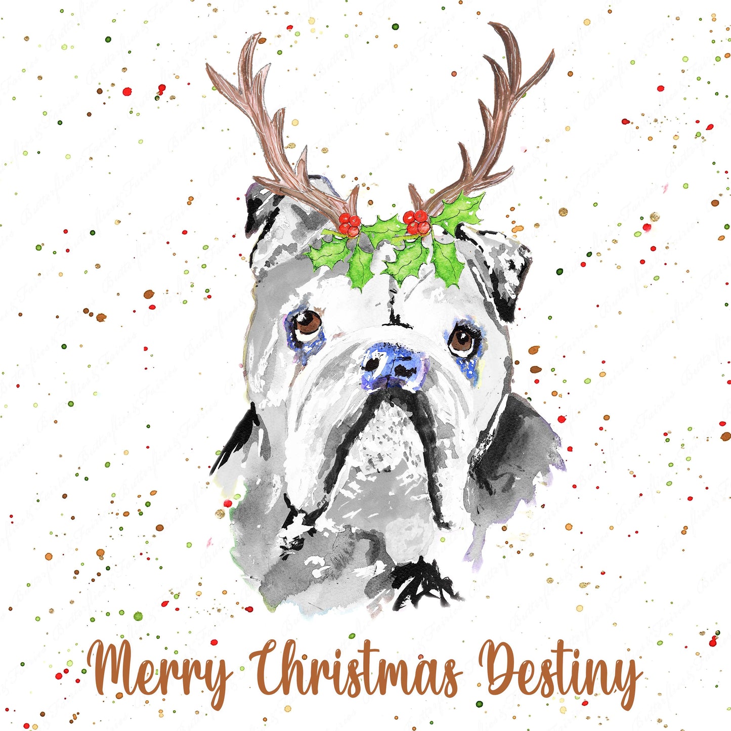 Personalised Bulldog Christmas Card