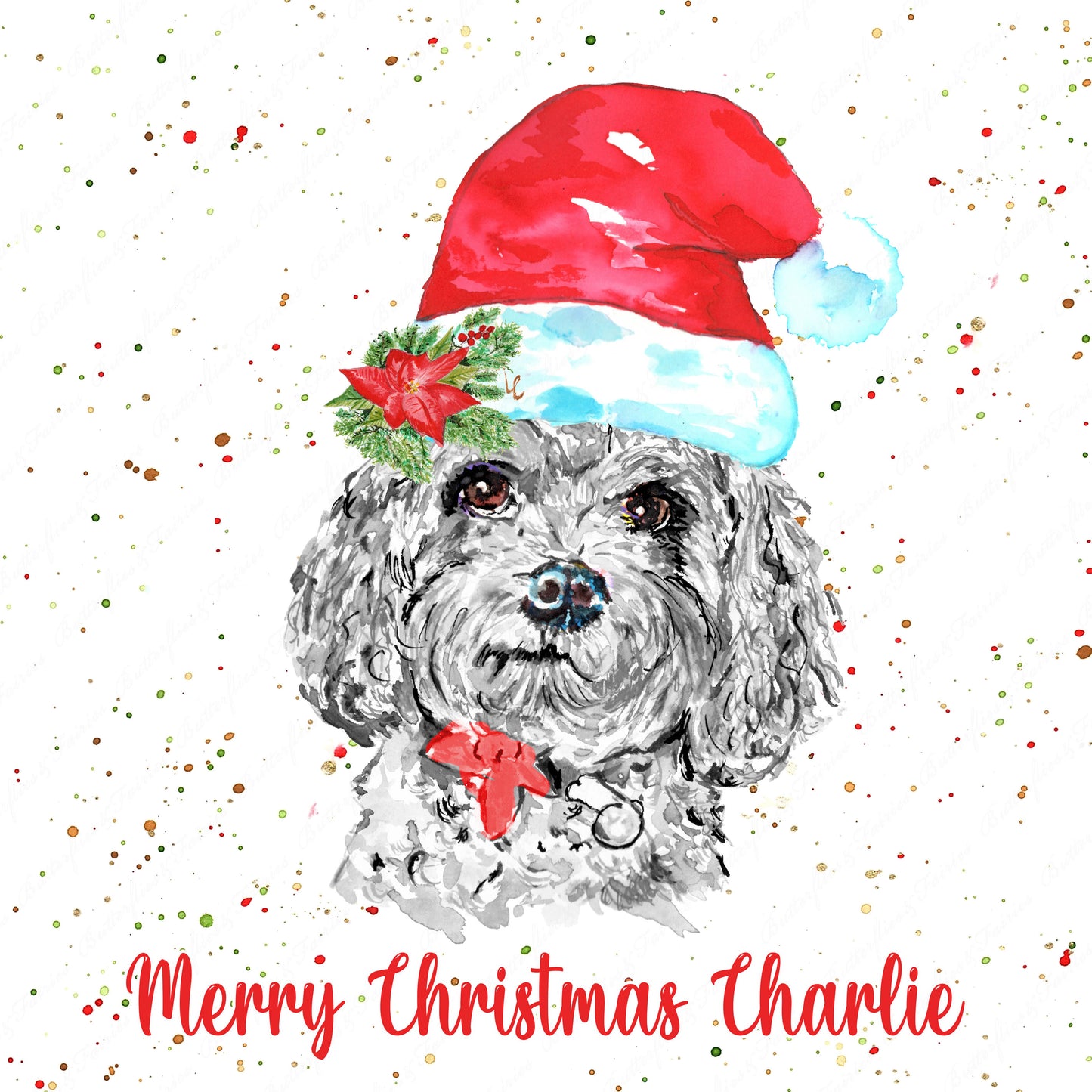 Personalised Cavapoo Dog Christmas Card