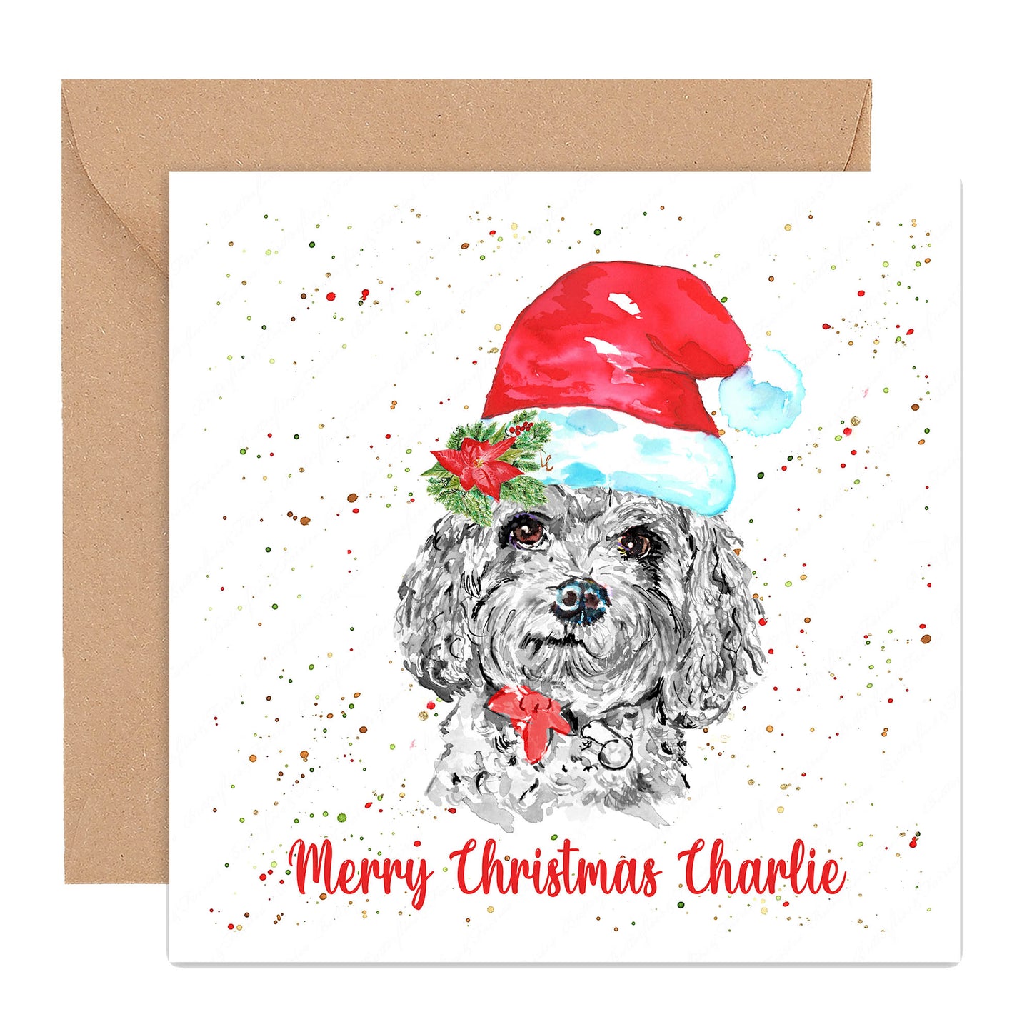 Personalised Cavapoo Dog Christmas Card