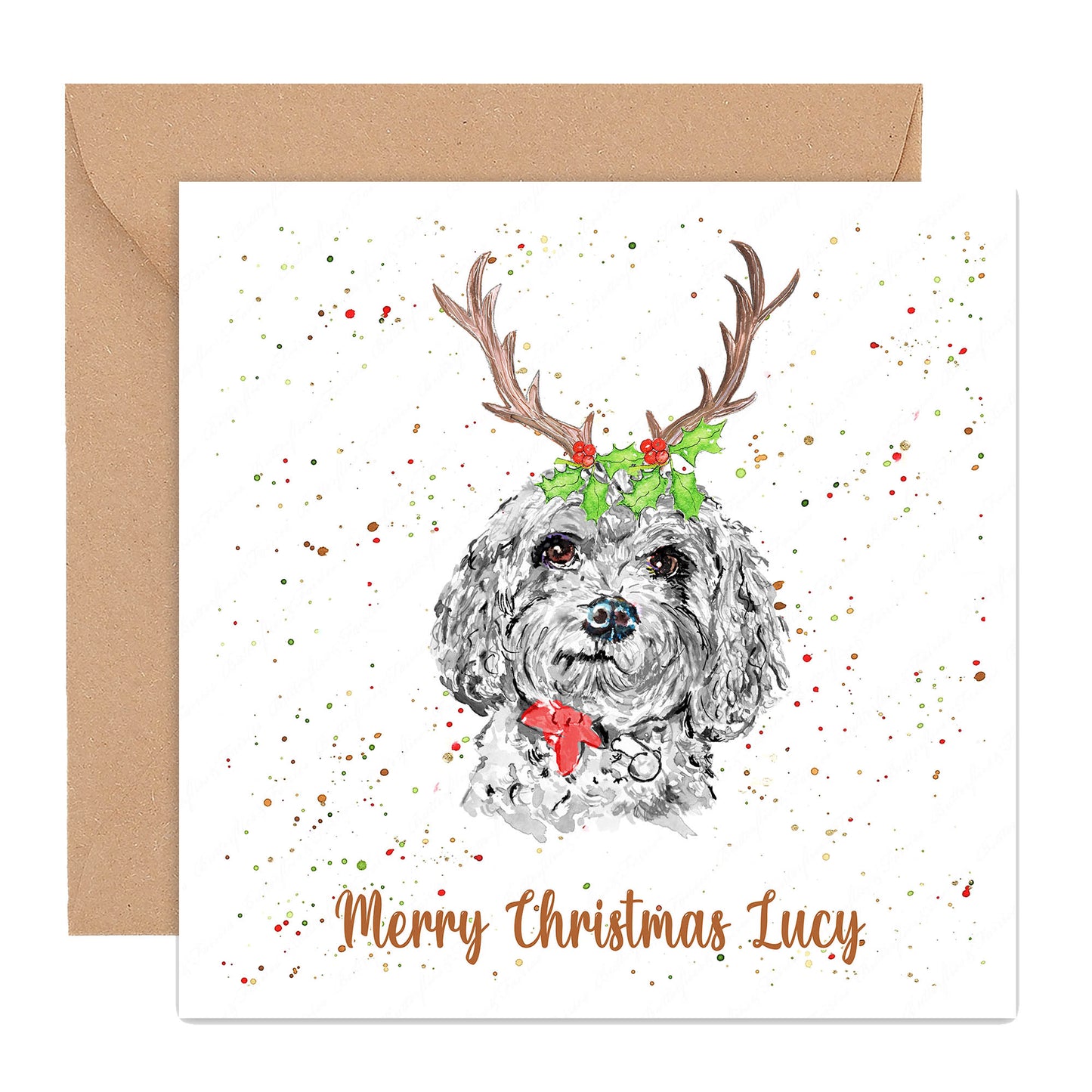 Personalised Cavapoo Dog Christmas Card