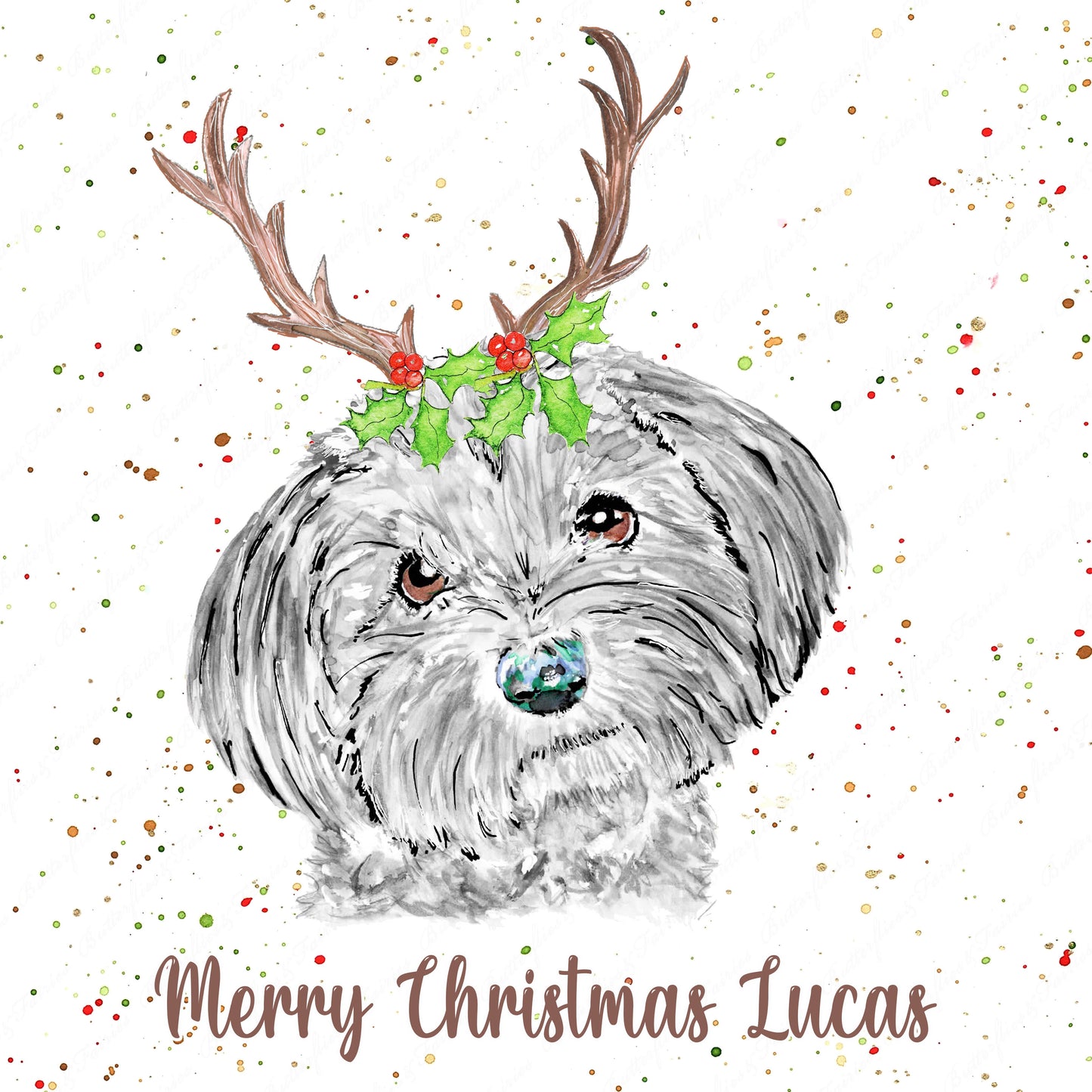 Personalised Havanese Dog Christmas Card