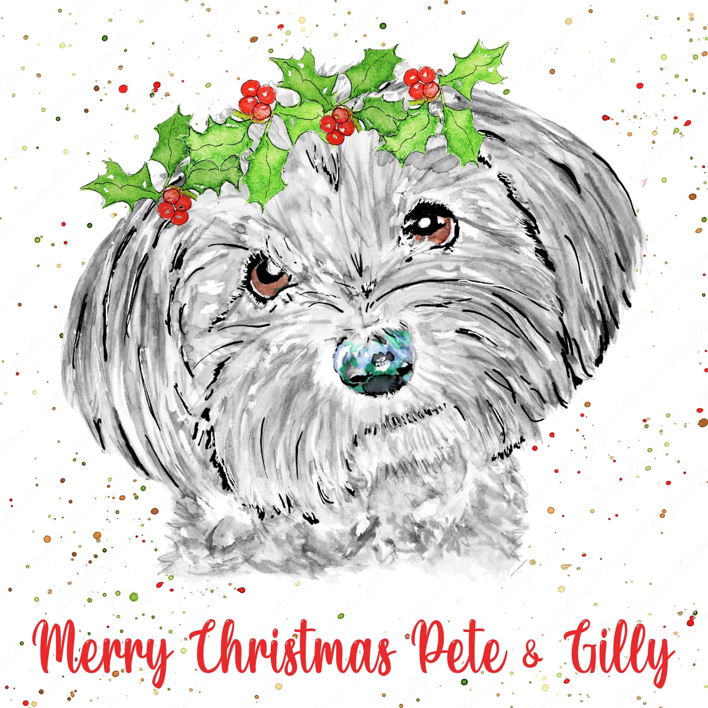 Personalised Havanese Dog Christmas Card