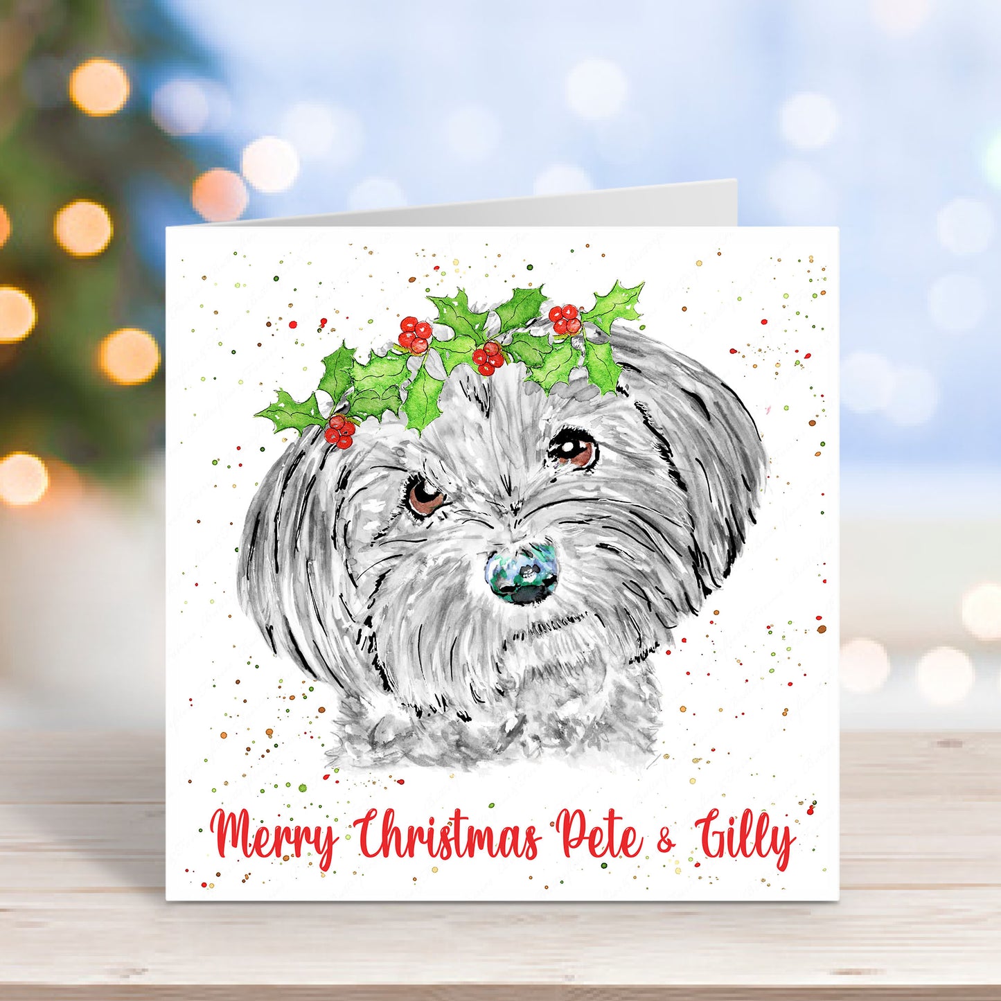 Personalised Havanese Dog Christmas Card