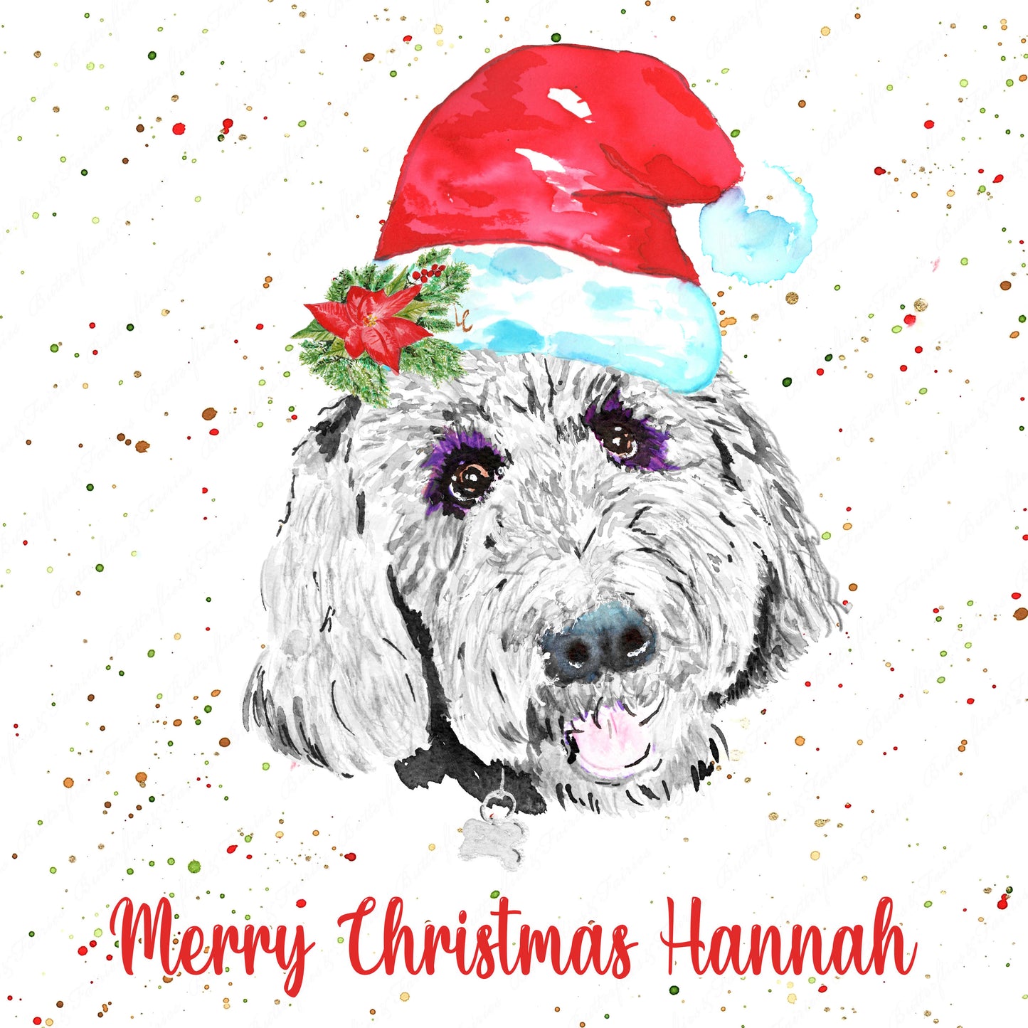 Personalised Labradoodle Dog Christmas Card