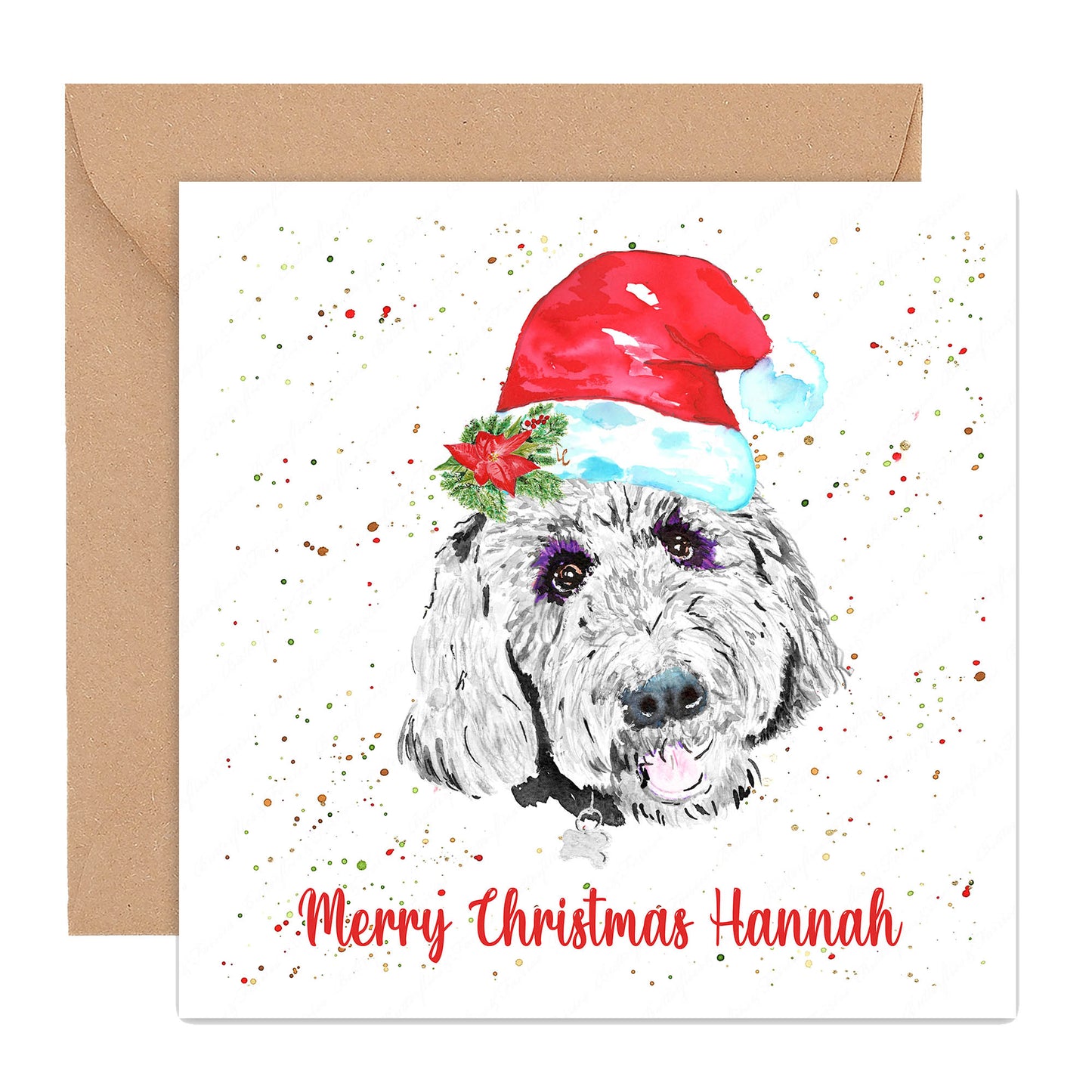 Personalised Labradoodle Dog Christmas Card