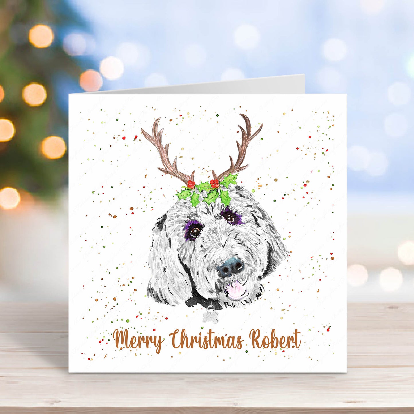 Personalised Labradoodle Dog Christmas Card