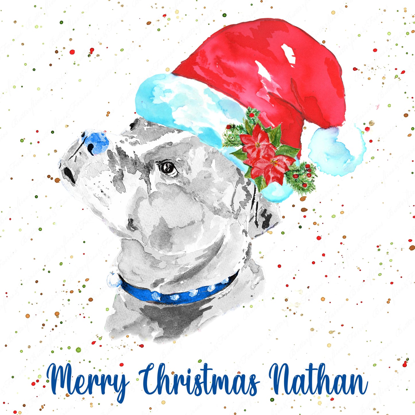 Personalised Staffordshire Bull Terrier Staffie  Dog Christmas Card