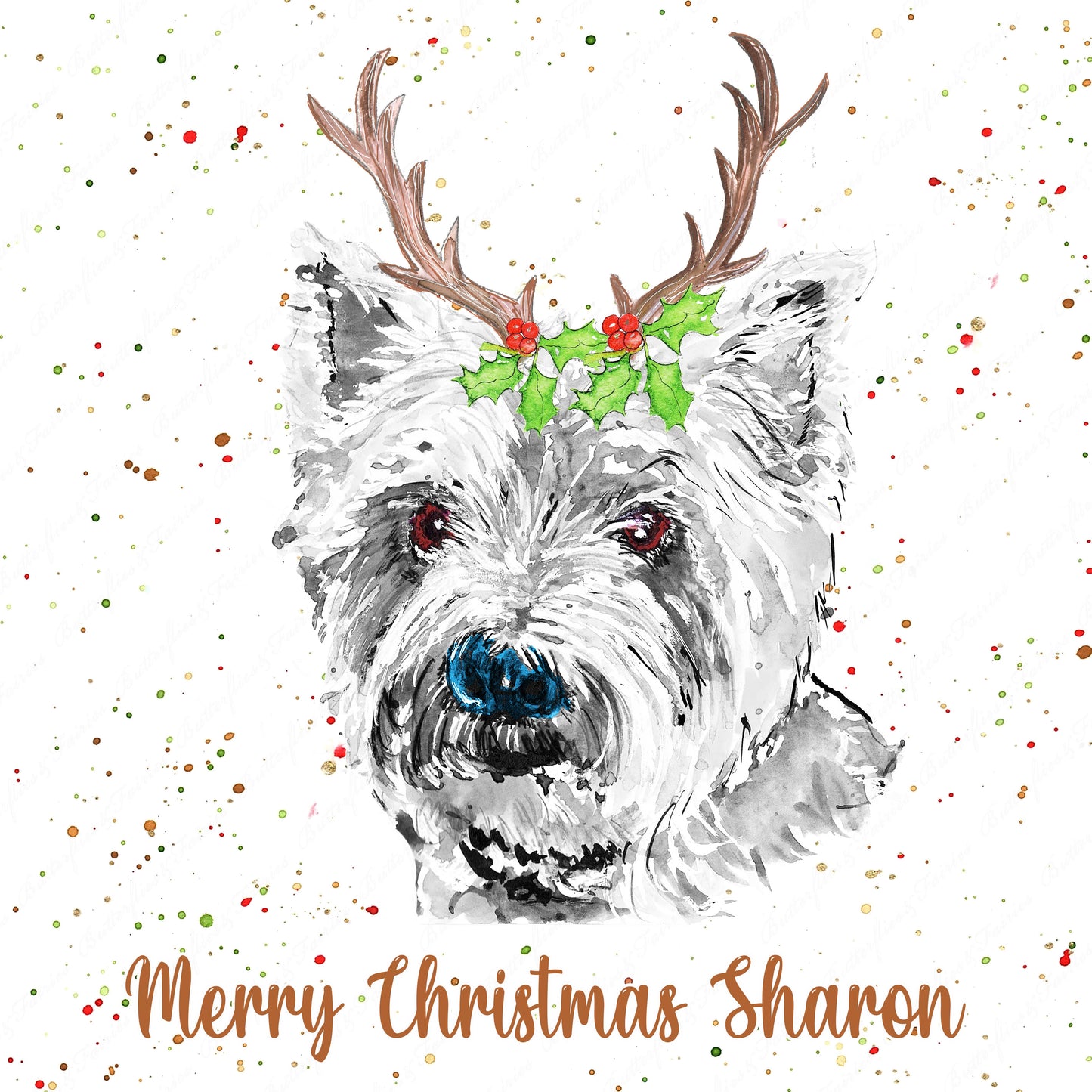 Personalised Westie West Highland Terrier Dog Christmas Card