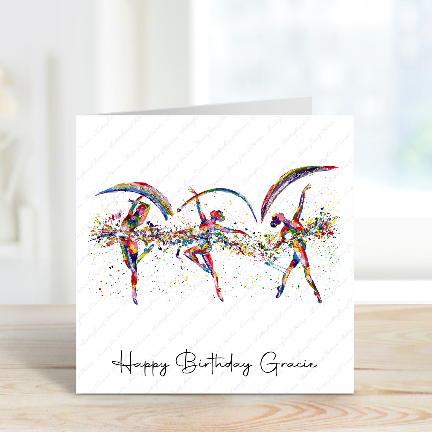 Personalised Watercolour Dance The Rainbow Birthday Card