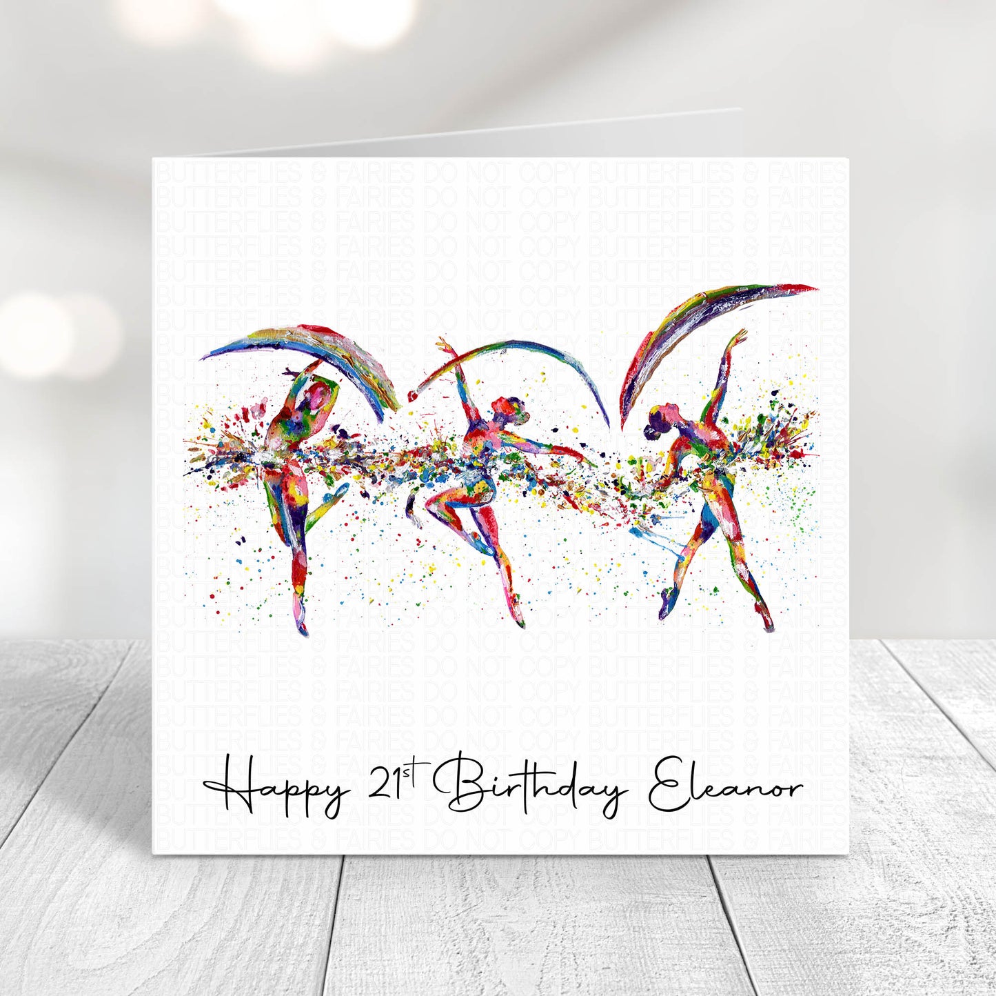 Personalised Watercolour Dance The Rainbow Birthday Card