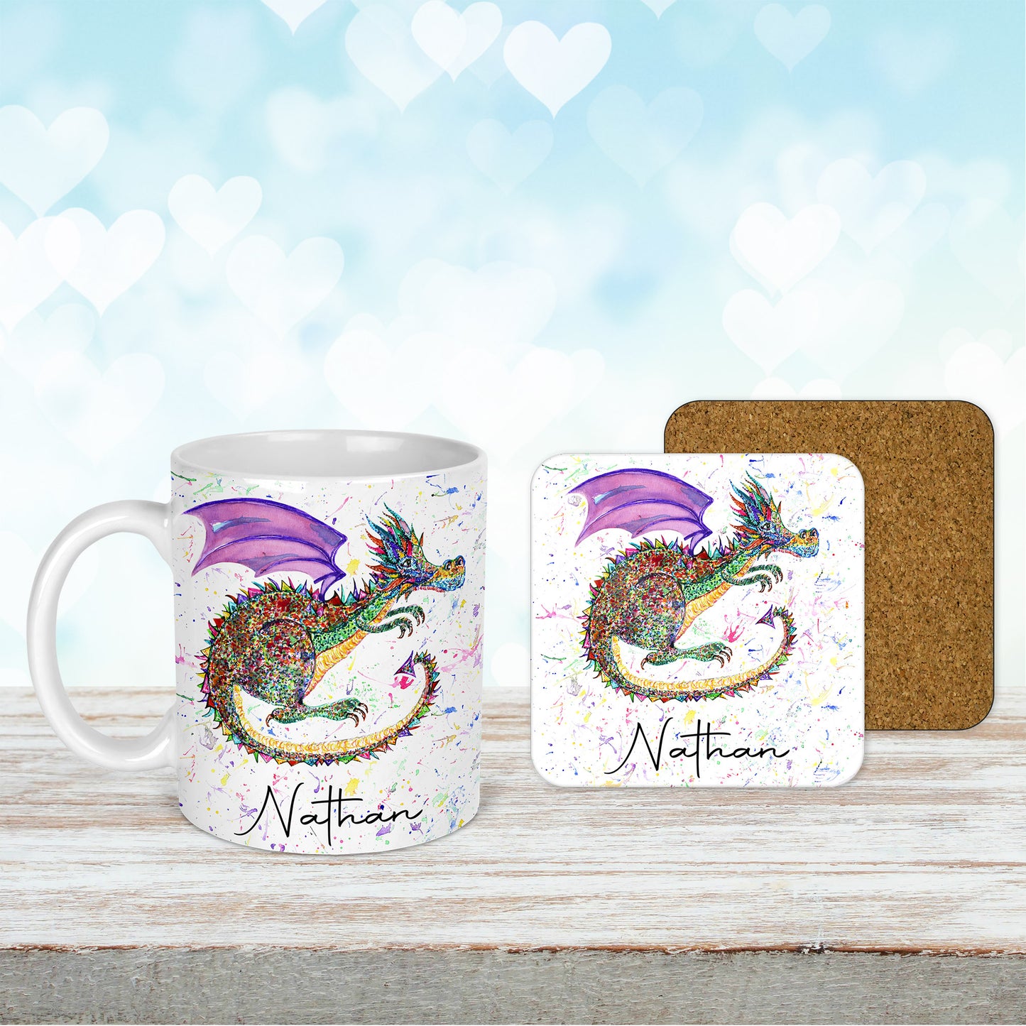 Personalised Dragon Mug and Coaster Set