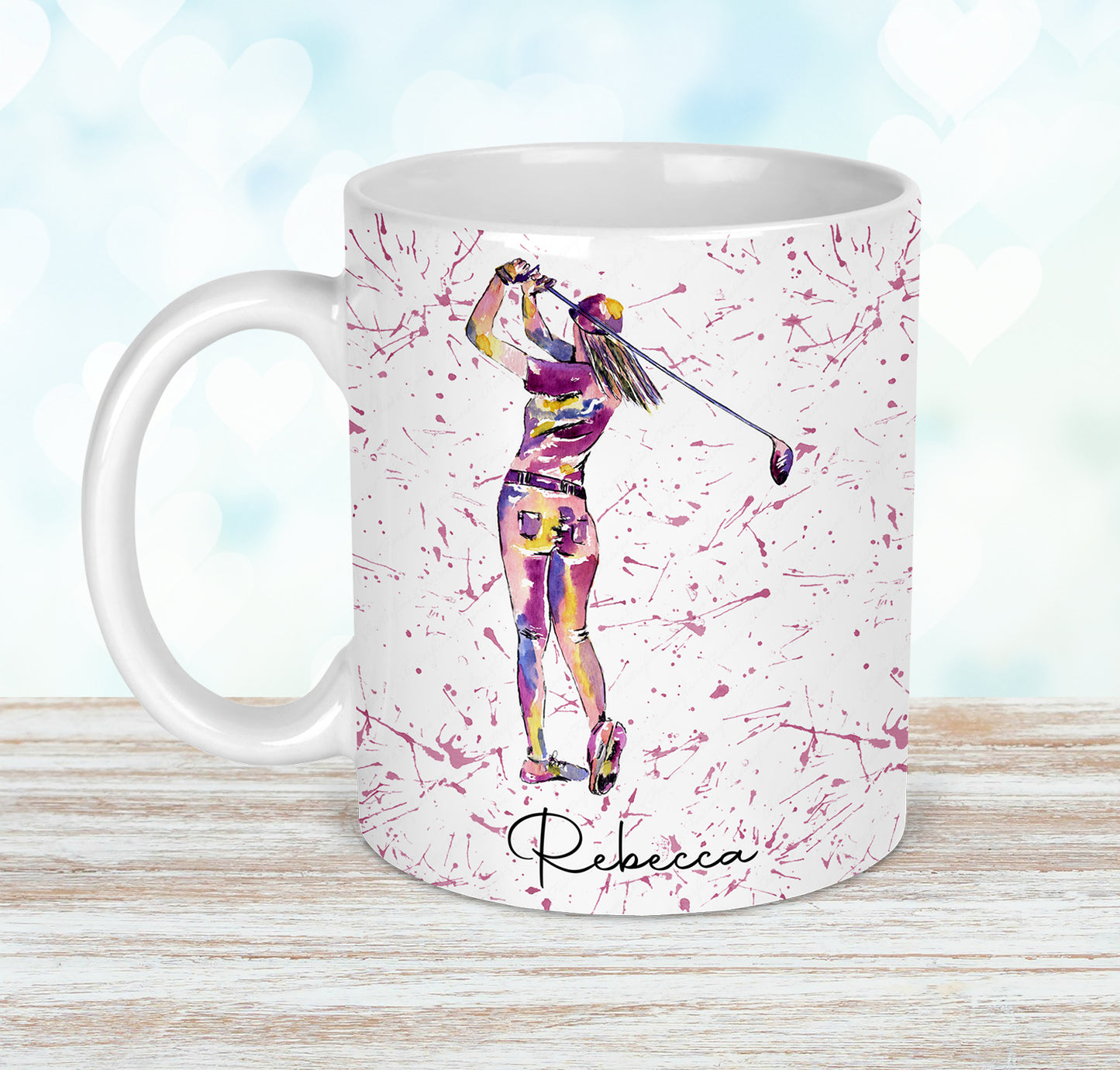 Watercolour Ladies Golf Mug and Coaster Set