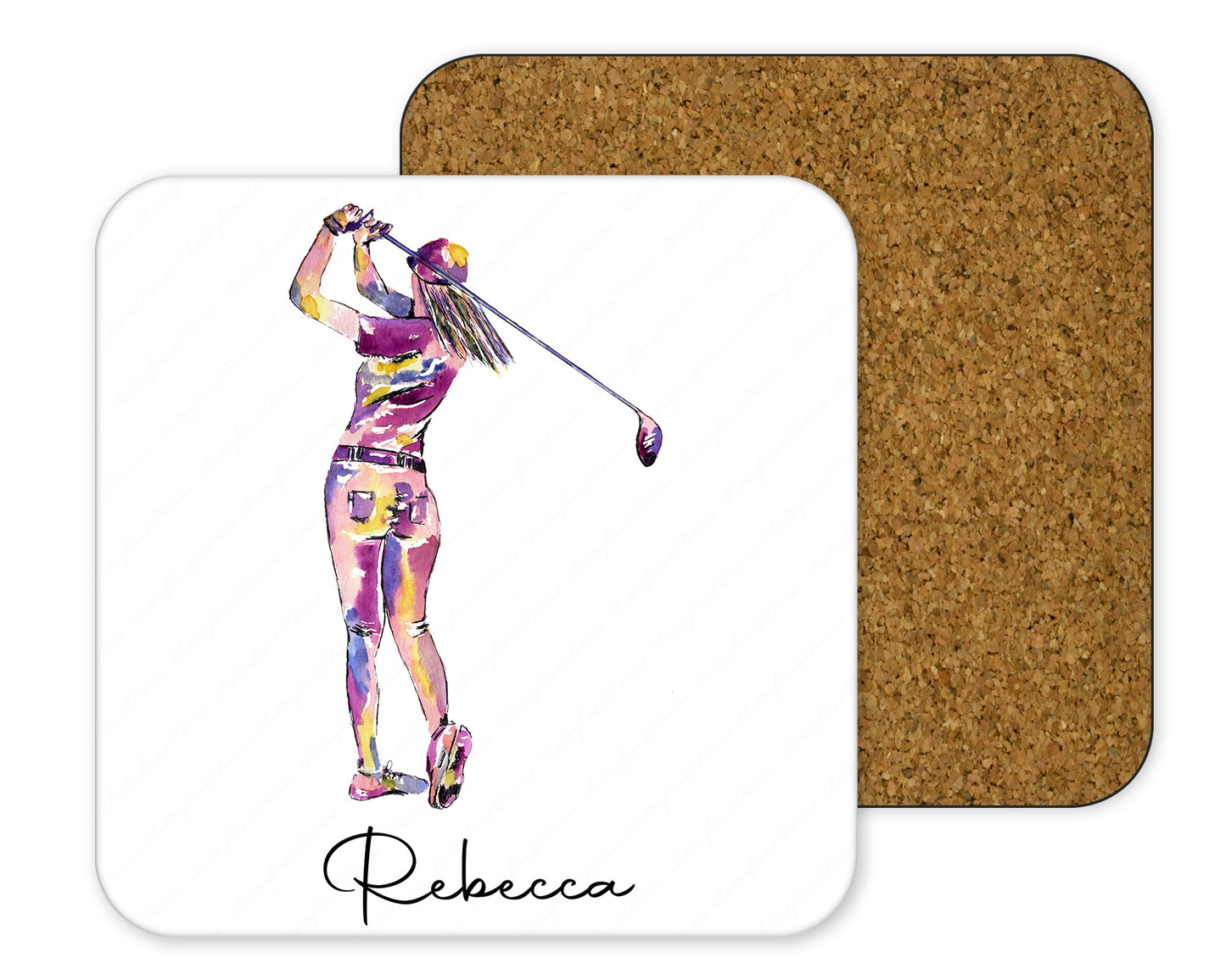 Watercolour Ladies Golf Mug and Coaster Set