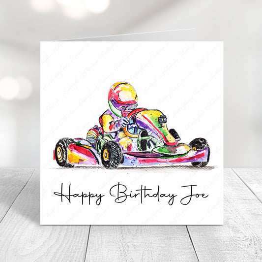 Personalised Go Kart Birthday Card