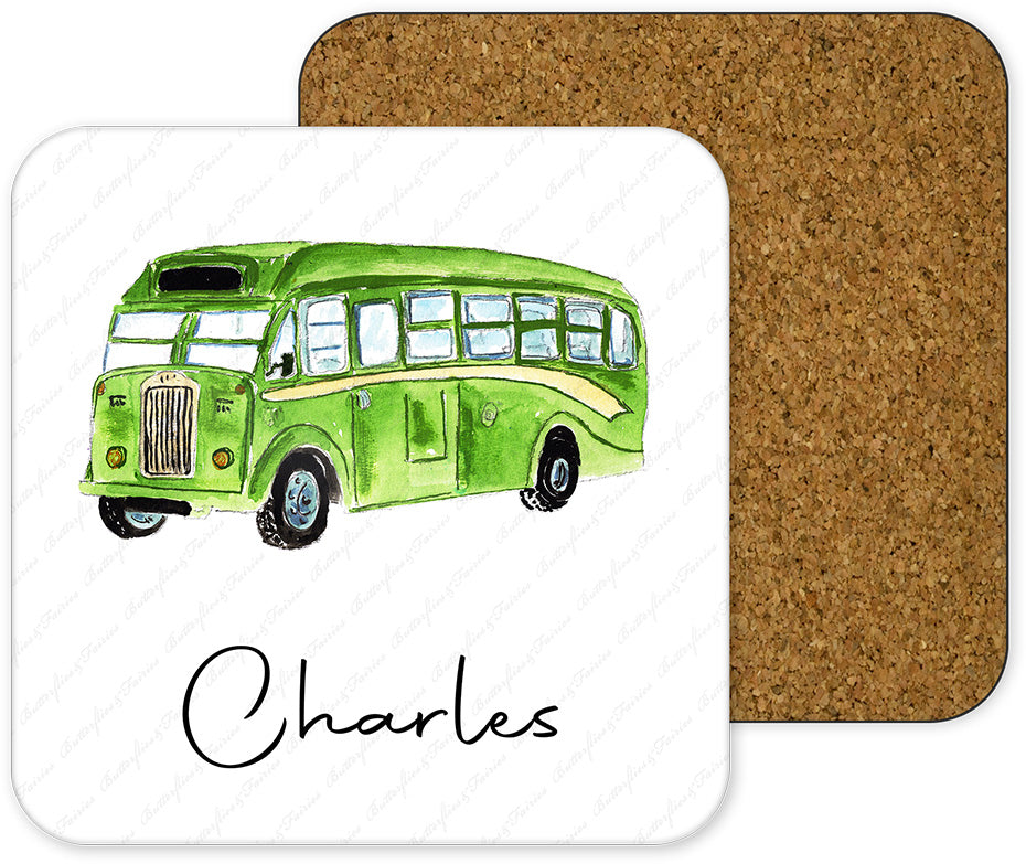 Personalised Bus Mug and Coaster Set