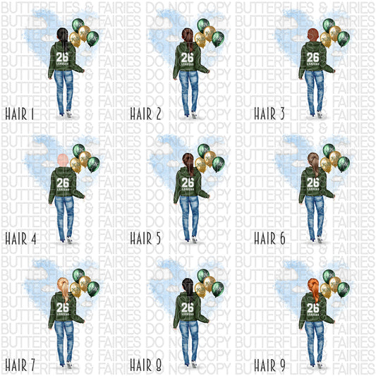 Personalised School Leaver Card 2026 – Girl with Green Leavers Hoodie | Last Day of School Card