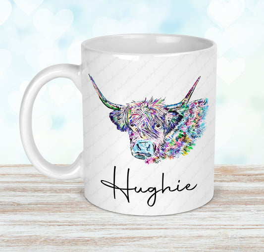 Personalised Highland Cow Mug and Coaster Set