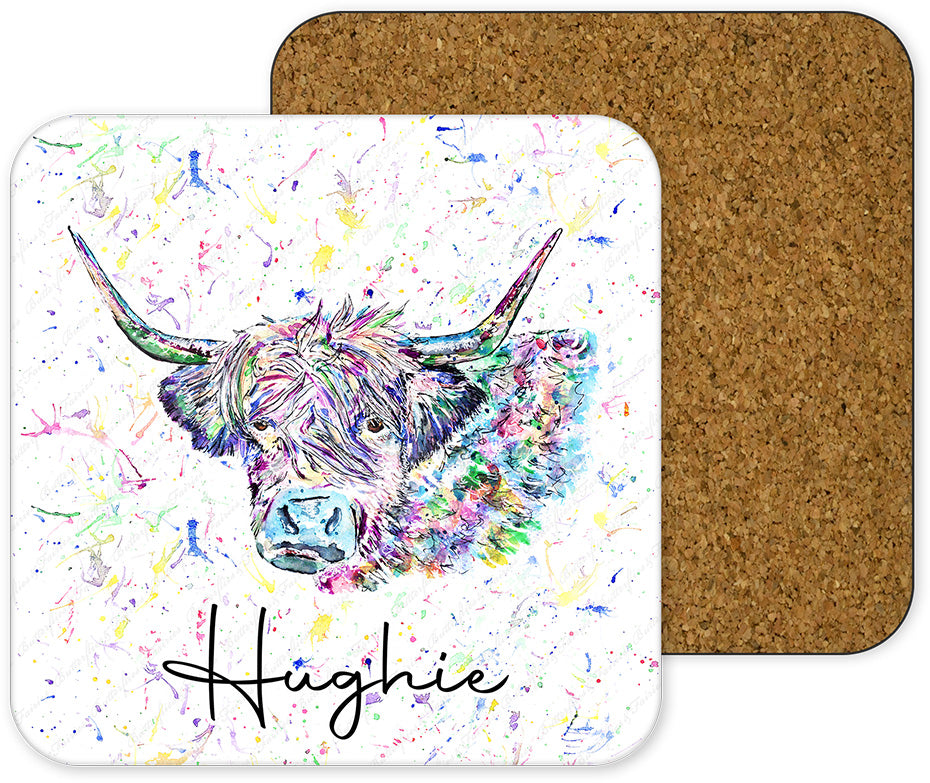 Personalised Highland Cow Mug and Coaster Set