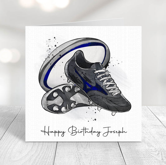 Personalised Rugby Birthday Card - Lots of Colour Options Available