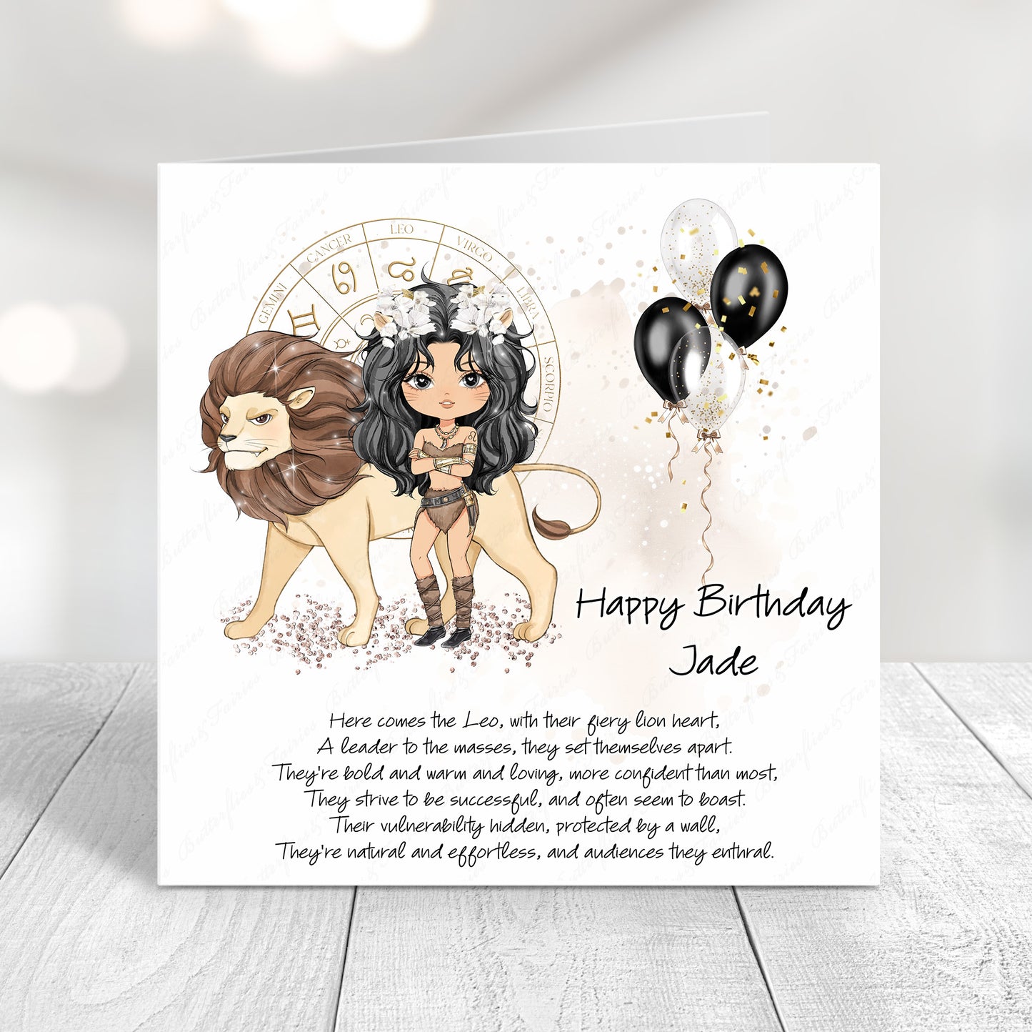 Personalised Leo Zodiac Birthday Card – Astrology Star Sign Card – Fire Sign Birthday Card