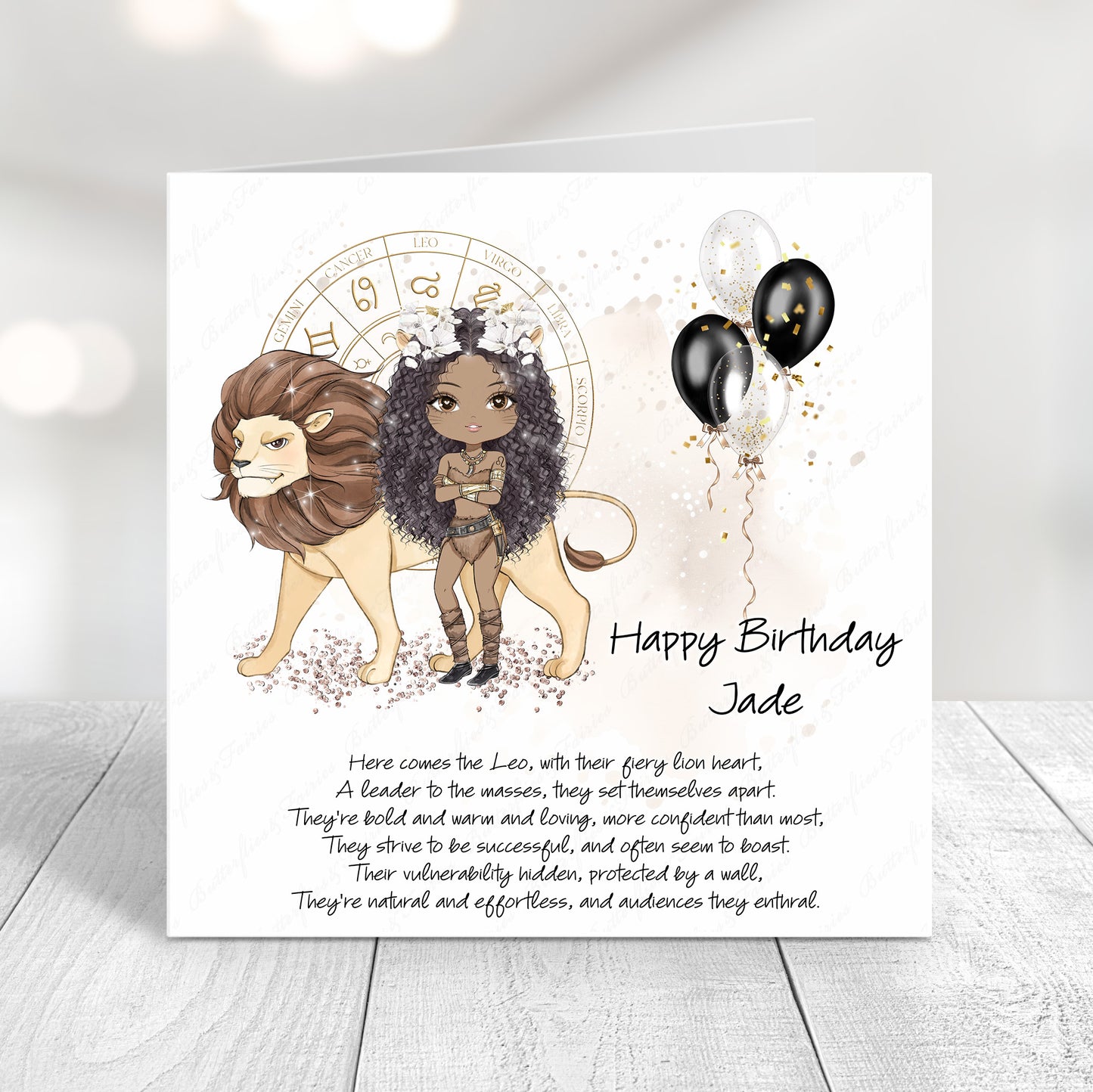 Personalised Leo Zodiac Birthday Card – Astrology Star Sign Card – Fire Sign Birthday Card