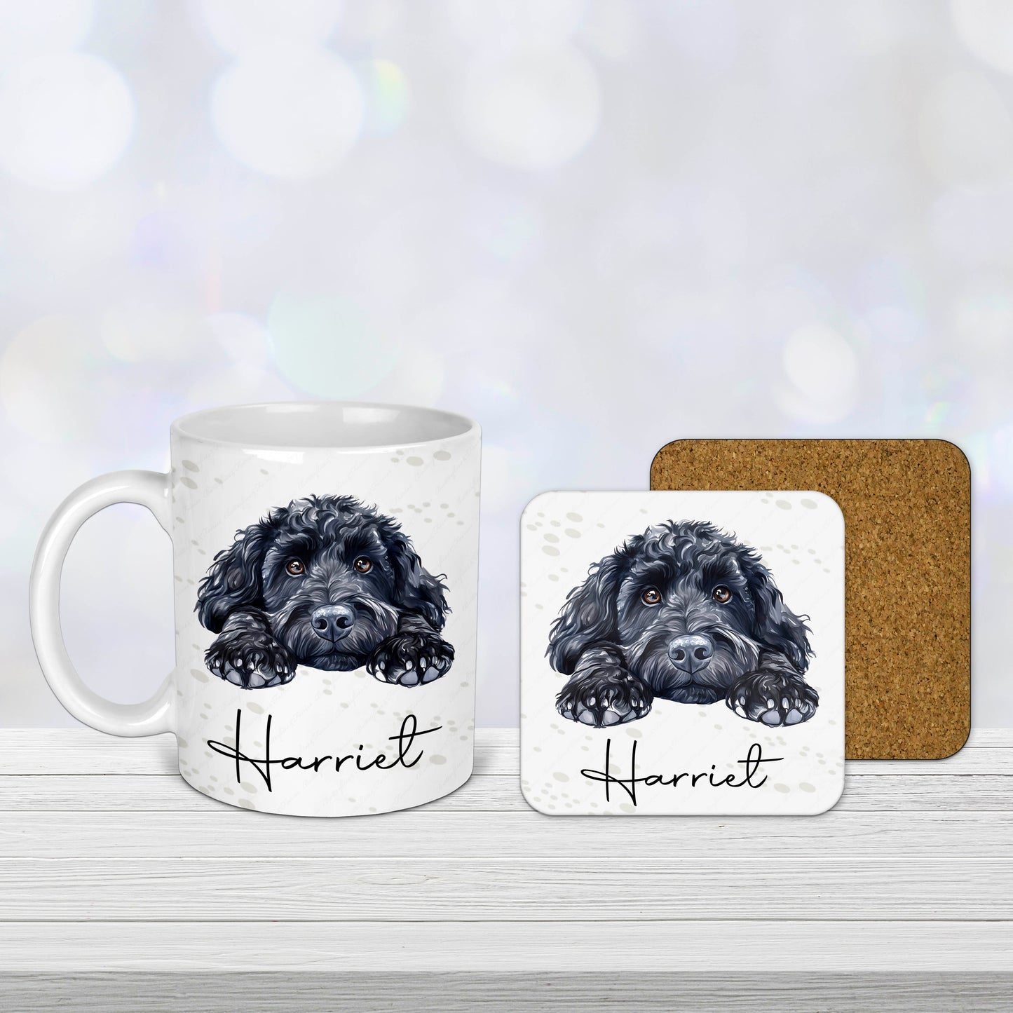 Personalised Cockapoo Mug – Custom Dog Gift with Name – Cute Black Cockapoo Design