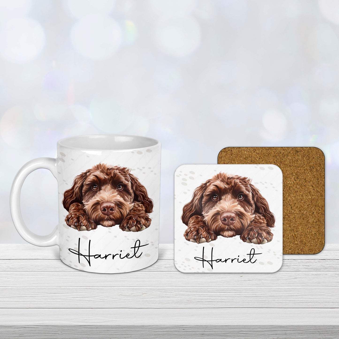 Personalised Cockapoo Mug – Custom Dog Gift with Name – Cute Chocolate Brown Cockapoo Design