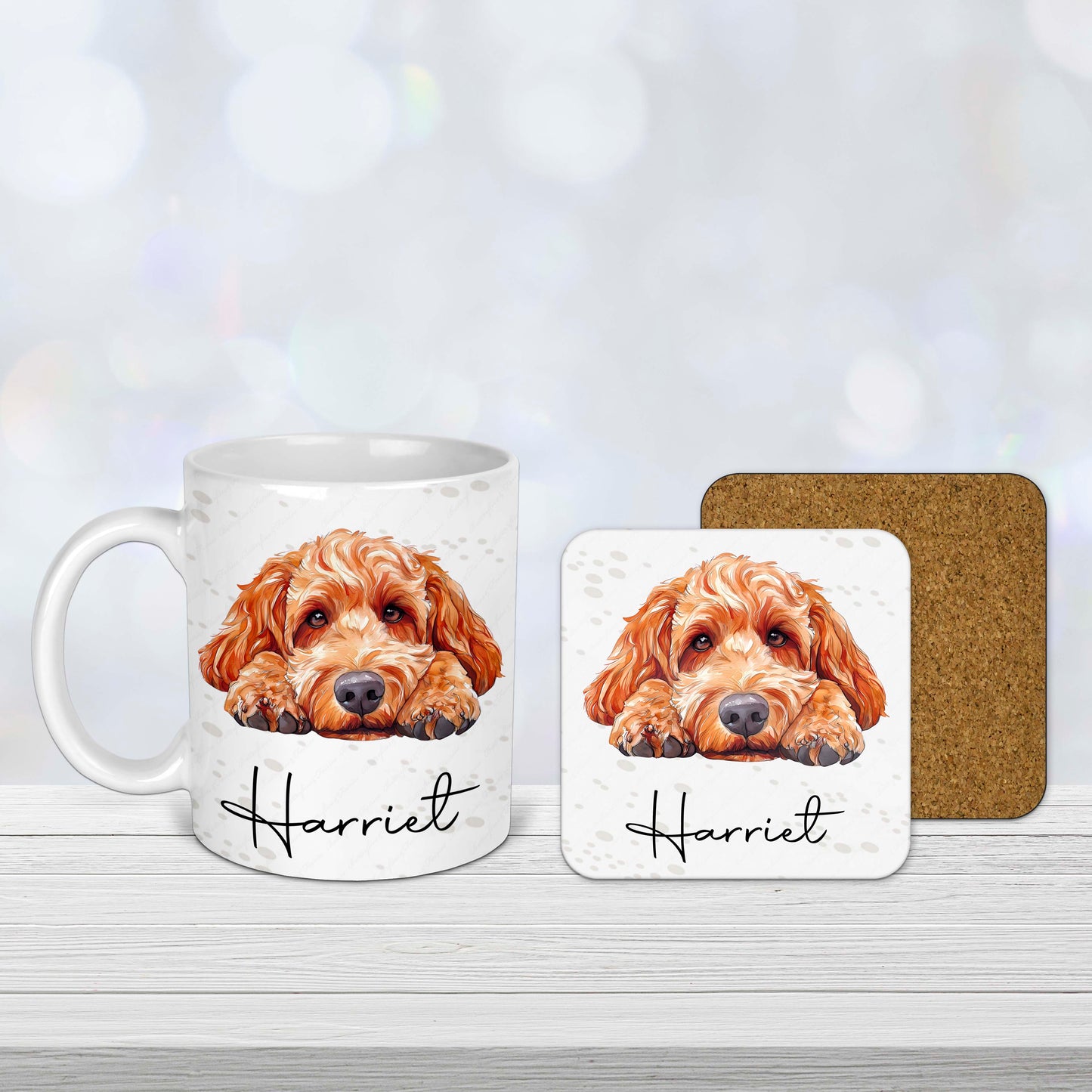 Cockapoo Personalised Mug – Custom Dog Gift with Name – Cute Red Cockapoo Design