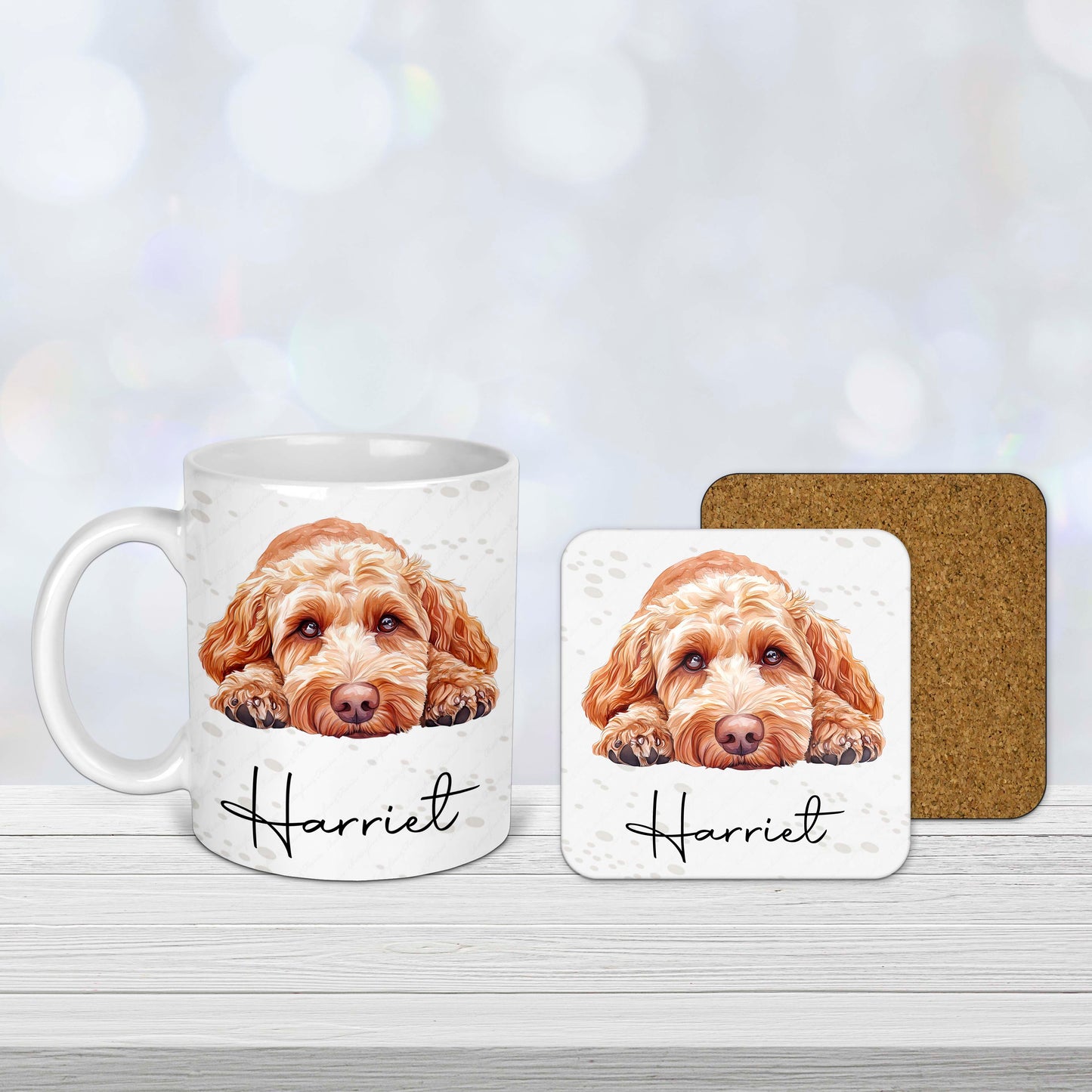 Cockapoo Personalised Mug – Custom Dog Gift with Name – Cute Apricot Cockapoo Design