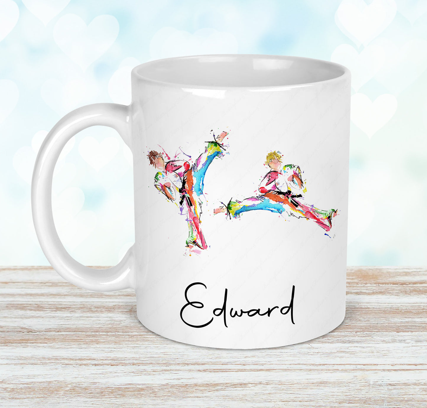 Watercolour Male Martial Arts Mug and Coaster Set