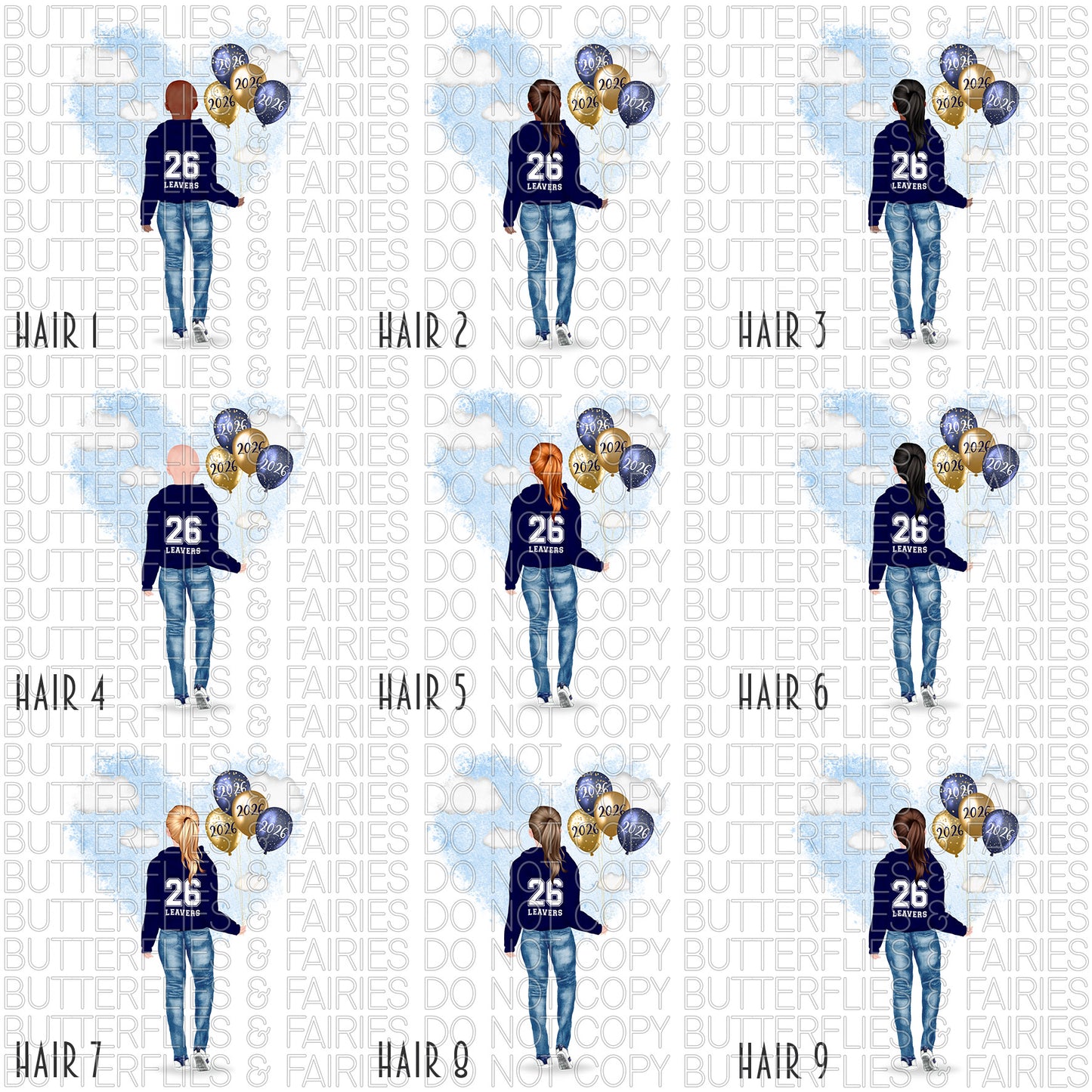 Personalised School Leaver Card 2026 – Girl with Navy Blue Leavers Hoodie | Last Day of School Card