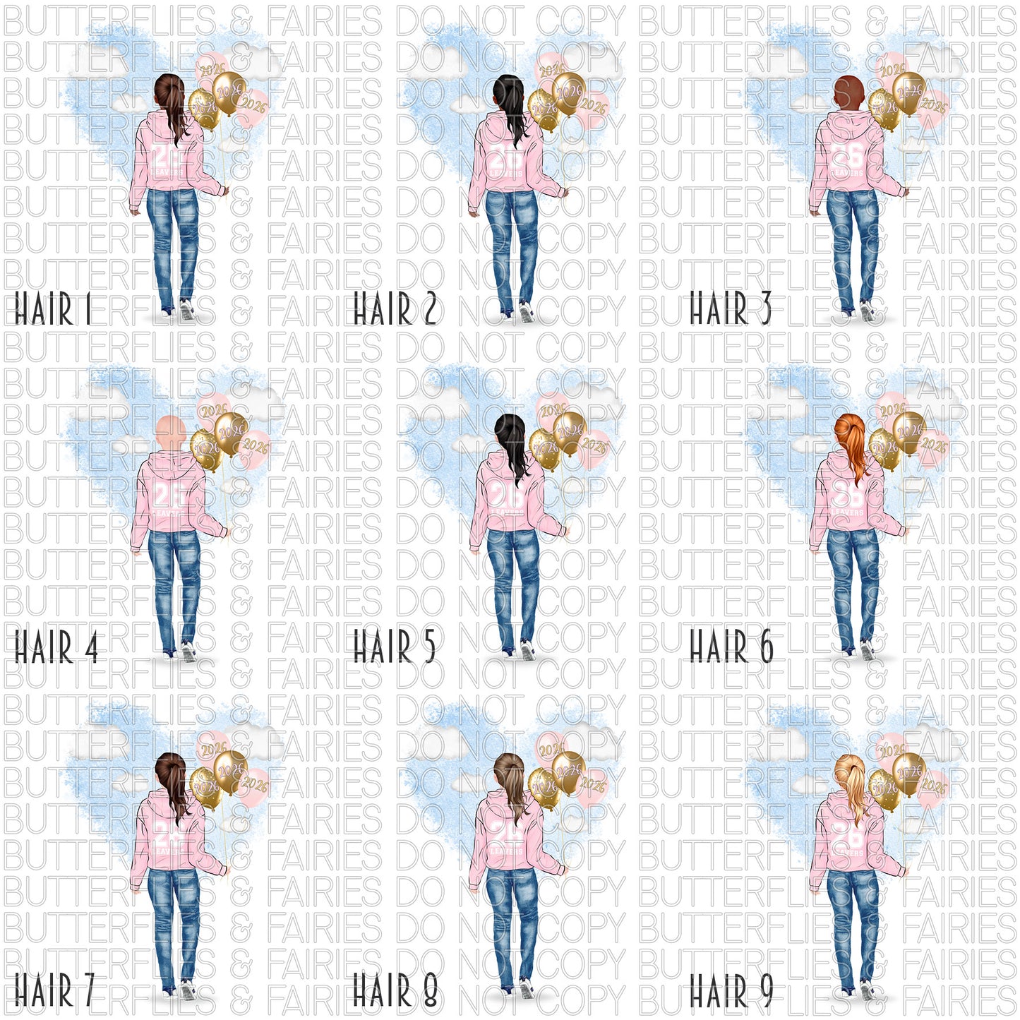 Personalised School Leaver Card 2026 – Girl with Baby Pink Leavers Hoodie | Last Day of School Card