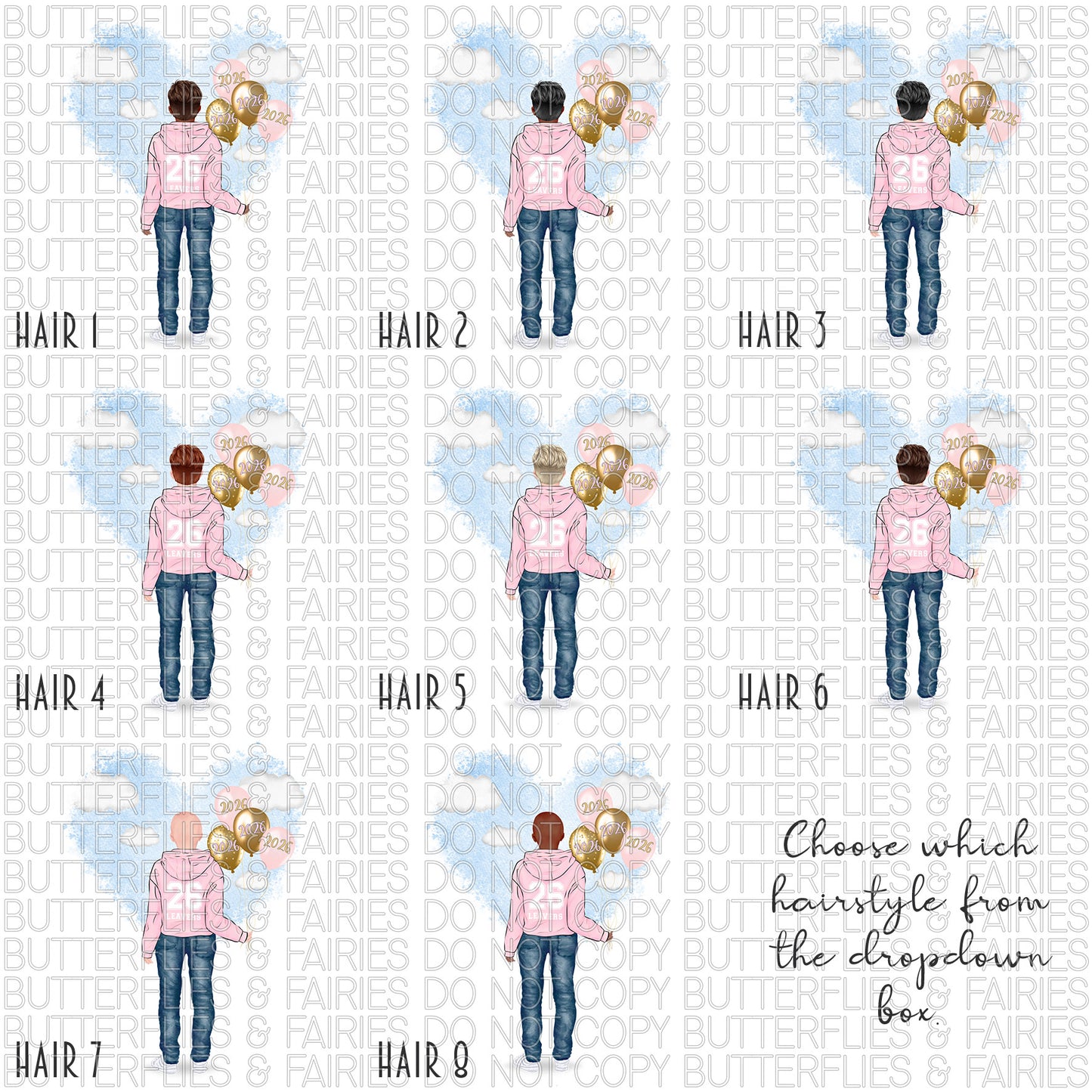 Personalised School Leaver Card 2026 – Boy with Baby Light Pink Leavers Hoodie | Last Day of School Card