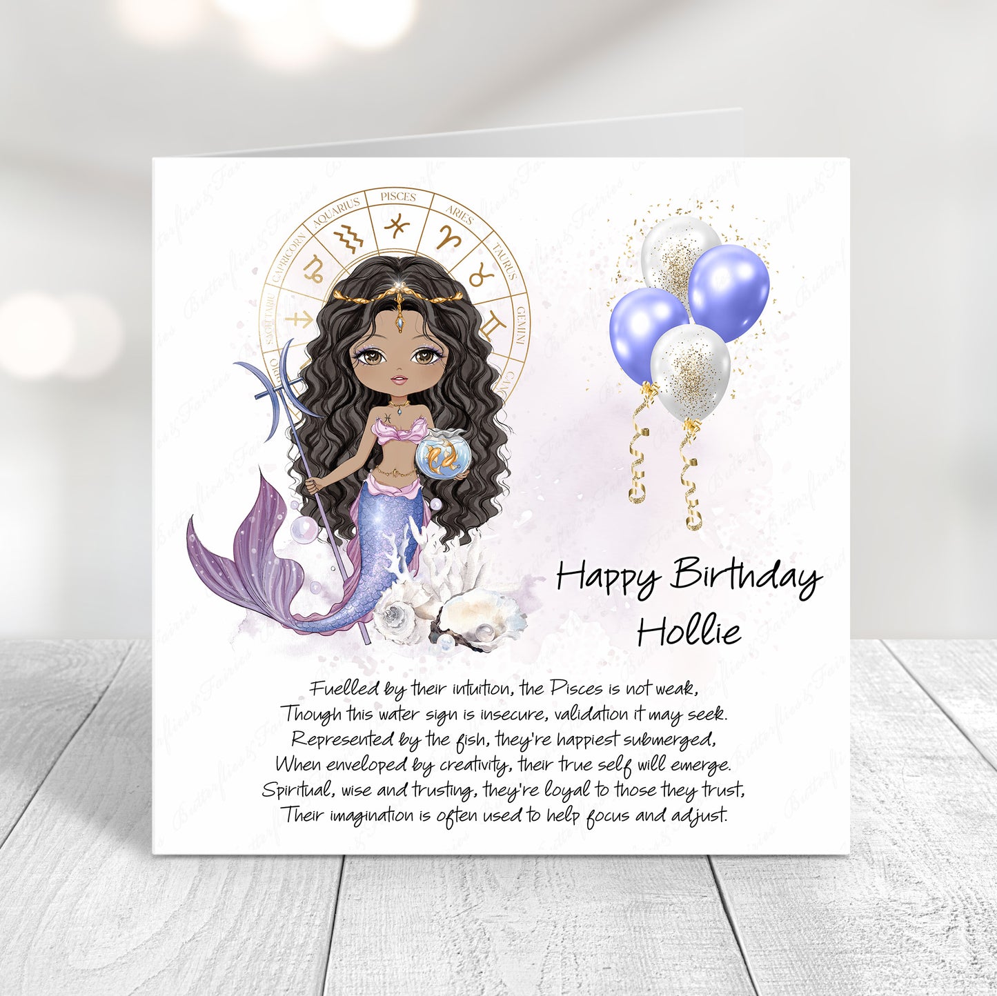 Personalised Pisces Zodiac Birthday Card – Astrology Star Sign Card – Water Sign Birthday Card