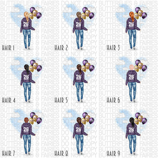 Personalised School Leaver Card 2026 – Girl with Purple Leavers Hoodie | Last Day of School Card