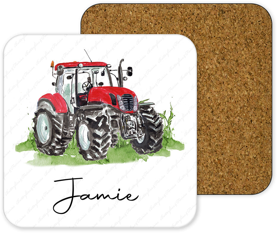 Personalised Tractor Mug and Coaster Set