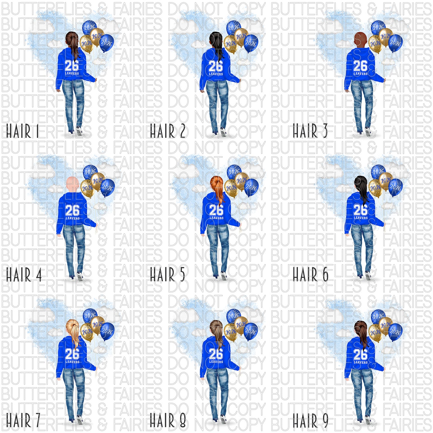 Personalised School Leaver Card 2026 – Girl with Royal Blue Leavers Hoodie | Last Day of School Card