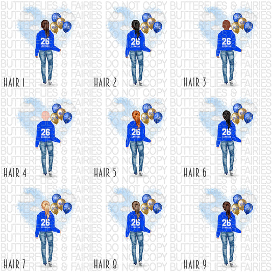 Personalised School Leaver Card 2026 – Girl with Royal Blue Leavers Hoodie | Last Day of School Card