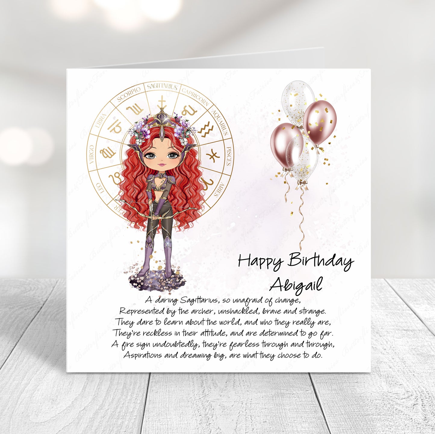 Personalised Sagittarius Zodiac Birthday Card – Astrology Star Sign Card – Fire Sign Birthday Card