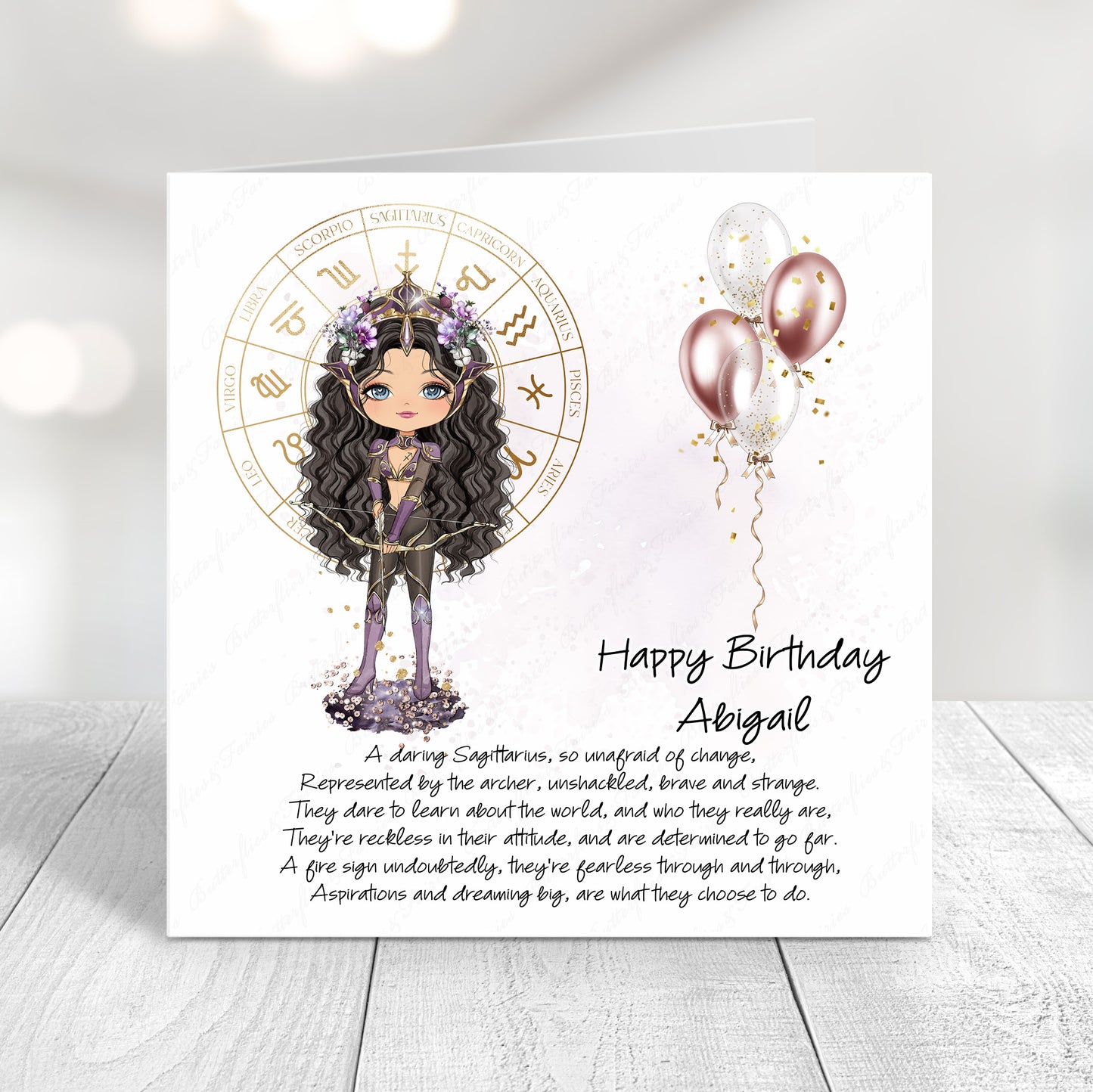 Personalised Sagittarius Zodiac Birthday Card – Astrology Star Sign Card – Fire Sign Birthday Card