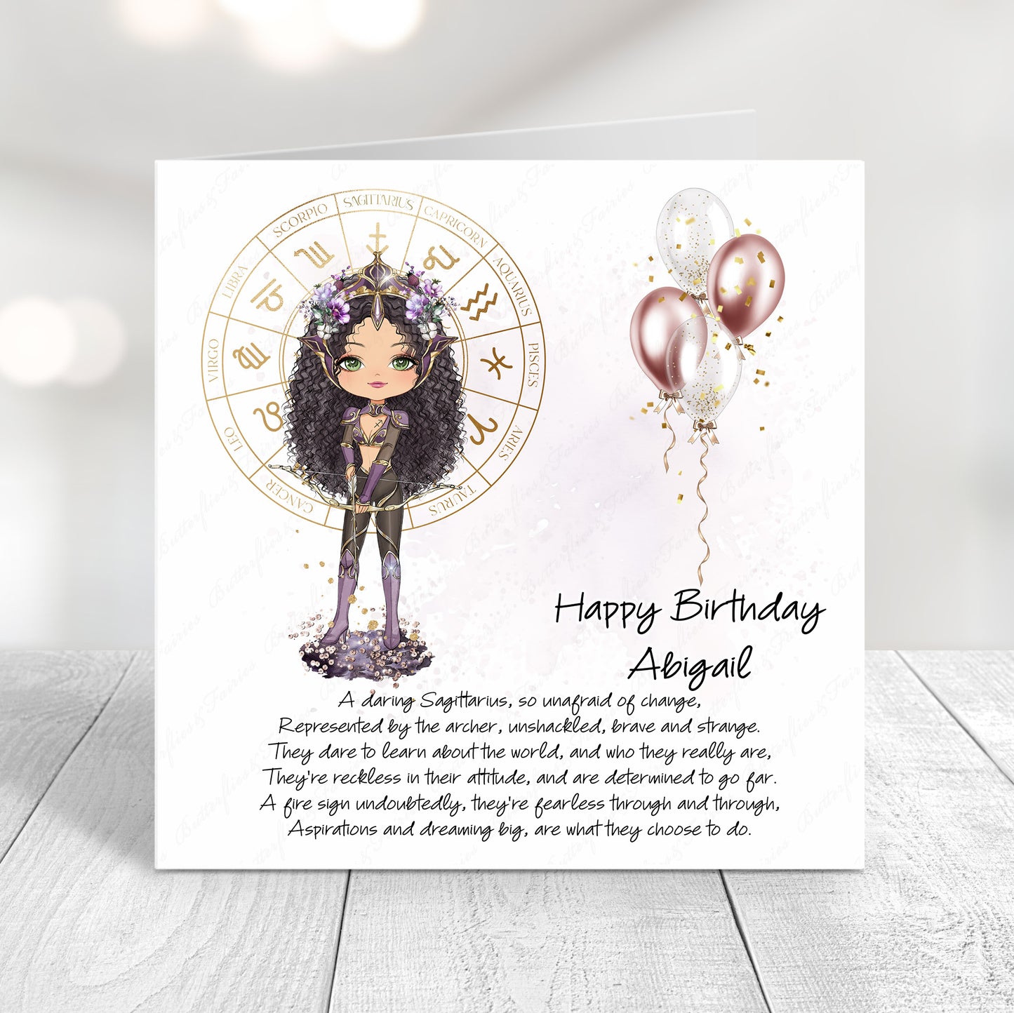 Personalised Sagittarius Zodiac Birthday Card – Astrology Star Sign Card – Fire Sign Birthday Card