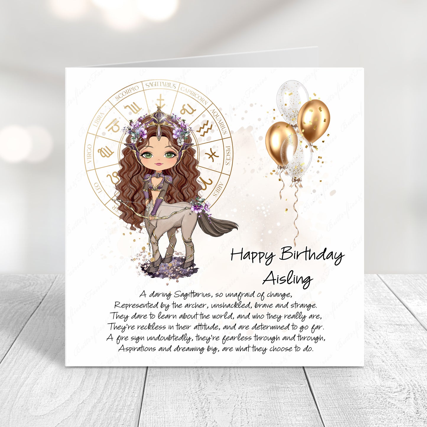 Personalised Sagittarius Zodiac Birthday Card – Astrology Star Sign Card – Fire Sign Birthday Card