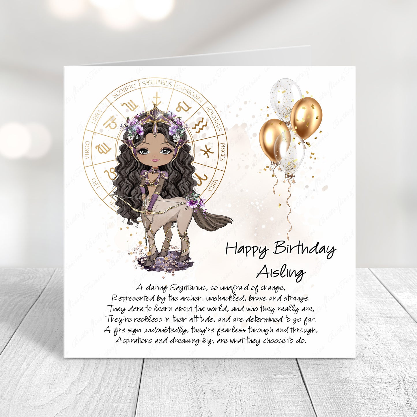 Personalised Sagittarius Zodiac Birthday Card – Astrology Star Sign Card – Fire Sign Birthday Card