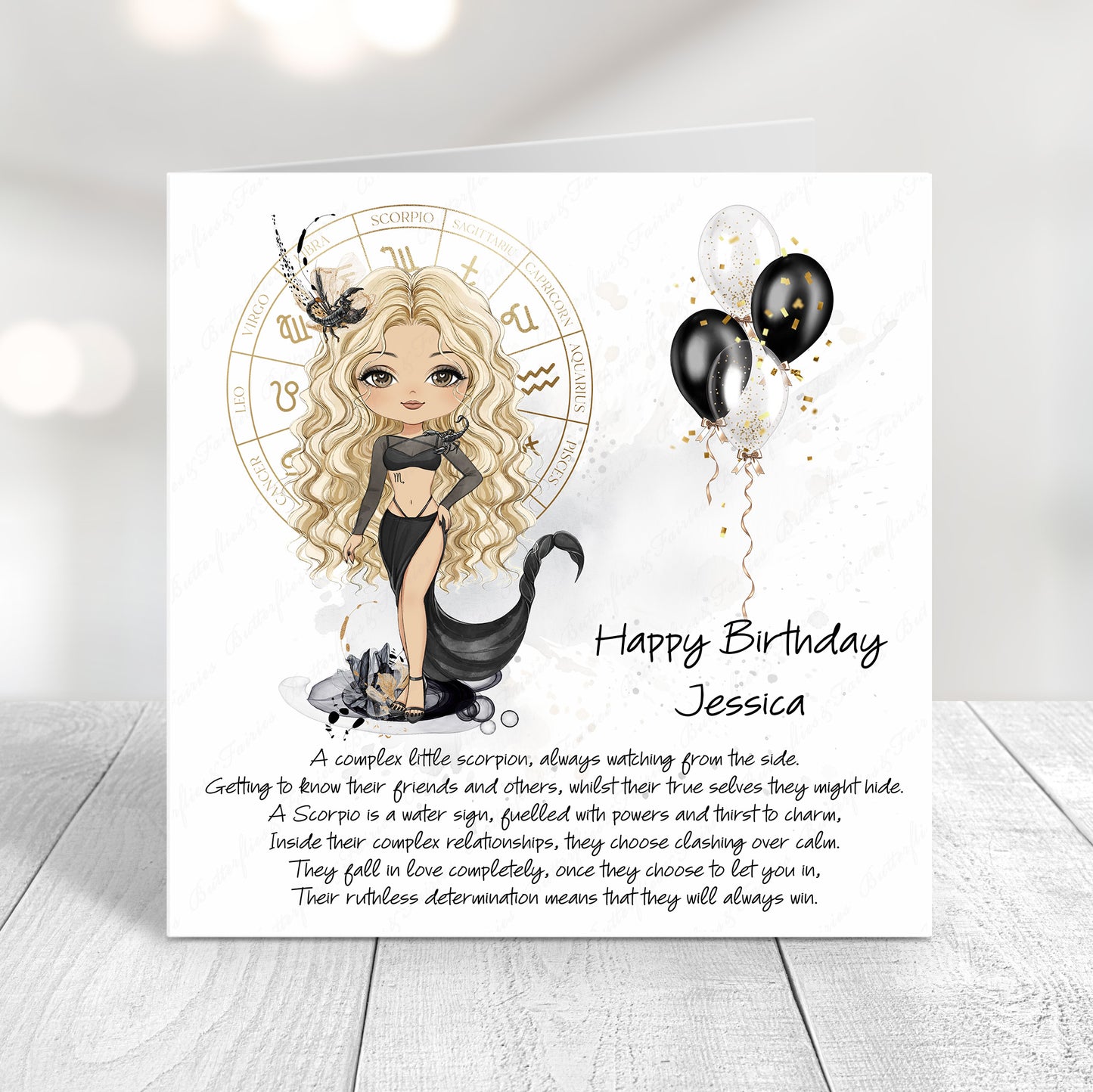 Personalised Scorpio Zodiac Birthday Card – Astrology Star Sign Card – Water Sign Birthday Card